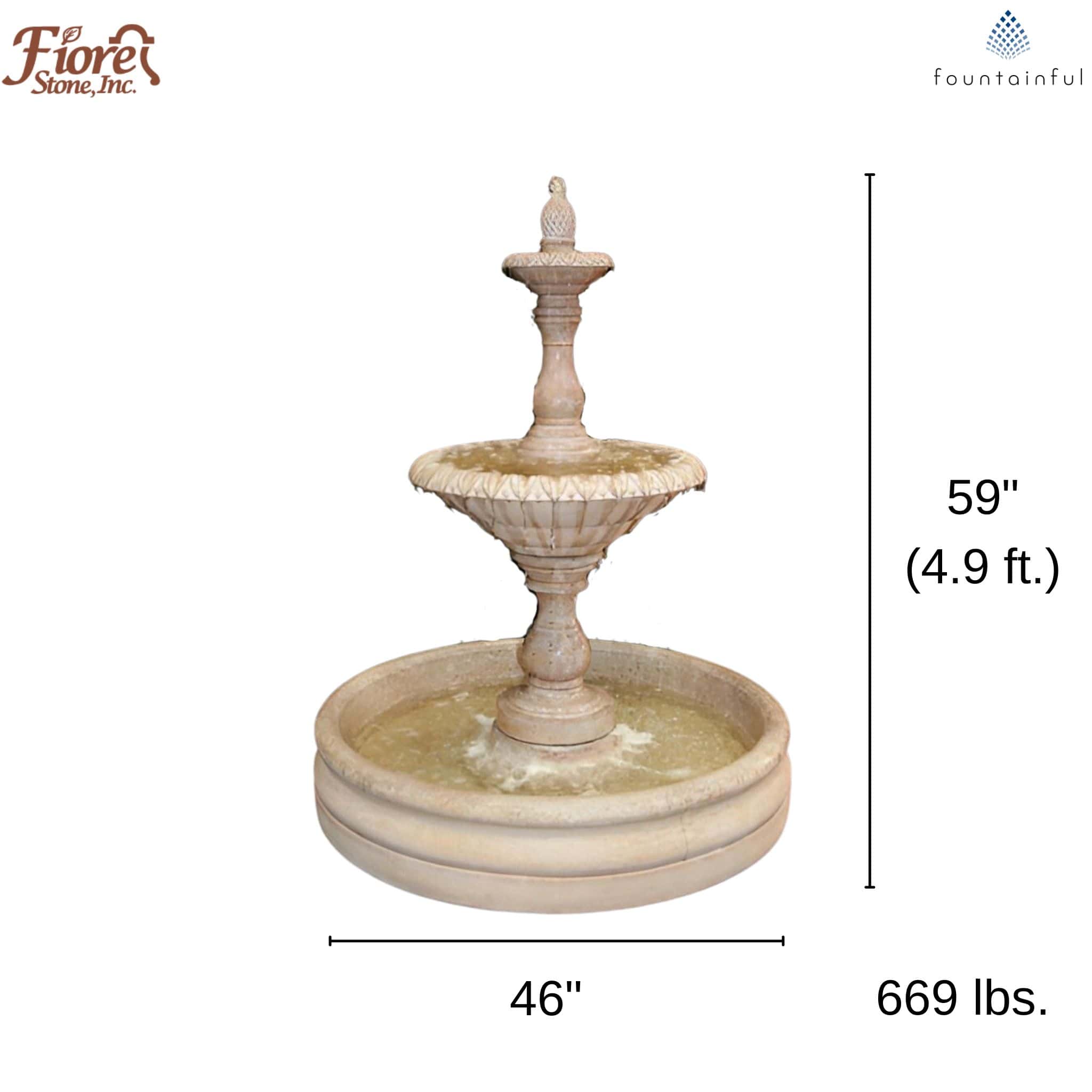 Four Seasons 2-Tier Fountain w/46"Basin - Fiore #2088F46