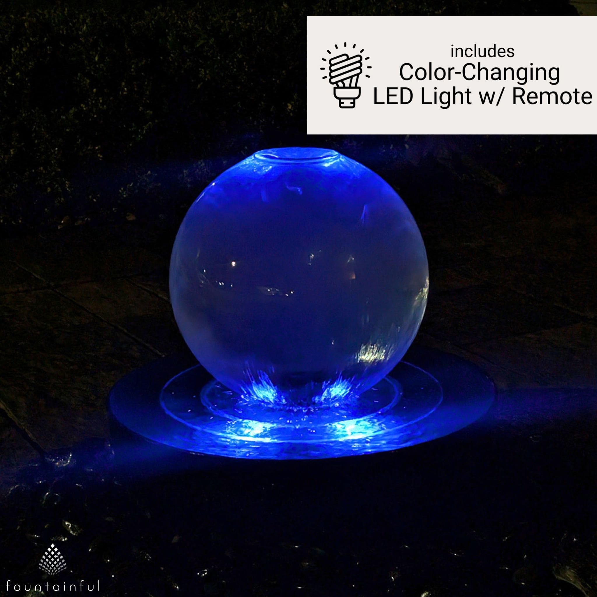 Crystal Sphere (14") Water Fountain - Complete Kit - Blue Thumb