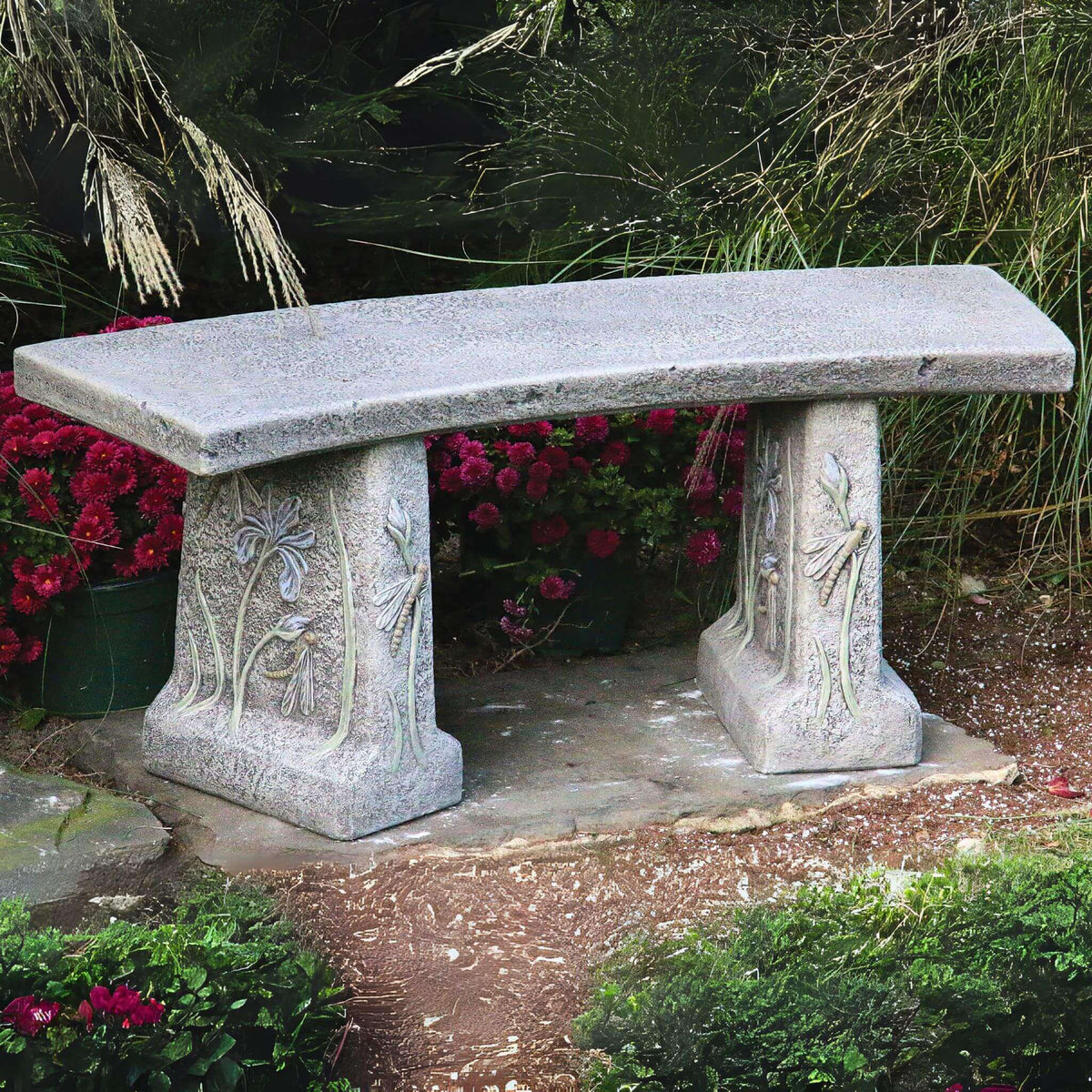 Dragonfly Concrete Garden Bench - Massarellis #4171