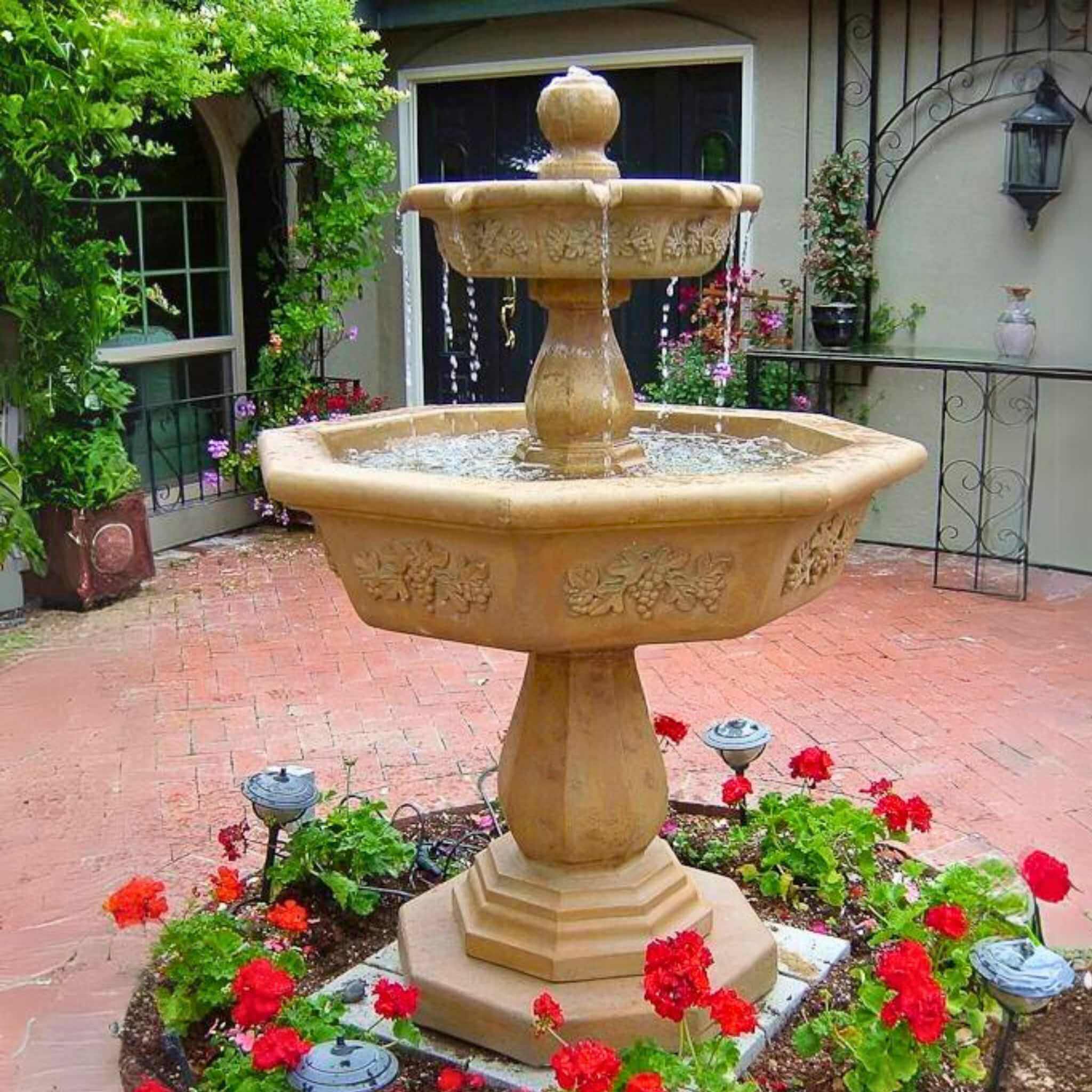 Uva 2-Tier Concrete Fountain w/Step - Giannini #1132