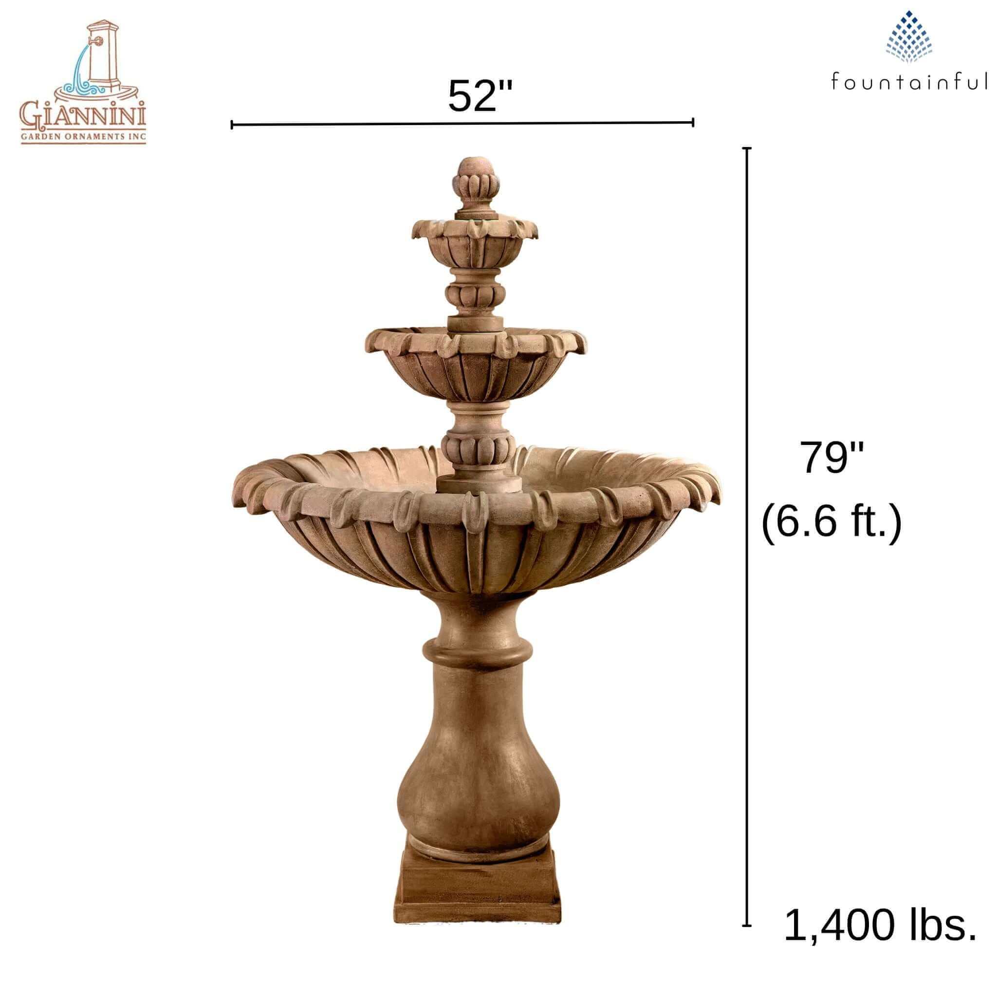 Grand Chateau 3-Tier Concrete Fountain - Giannini #1692