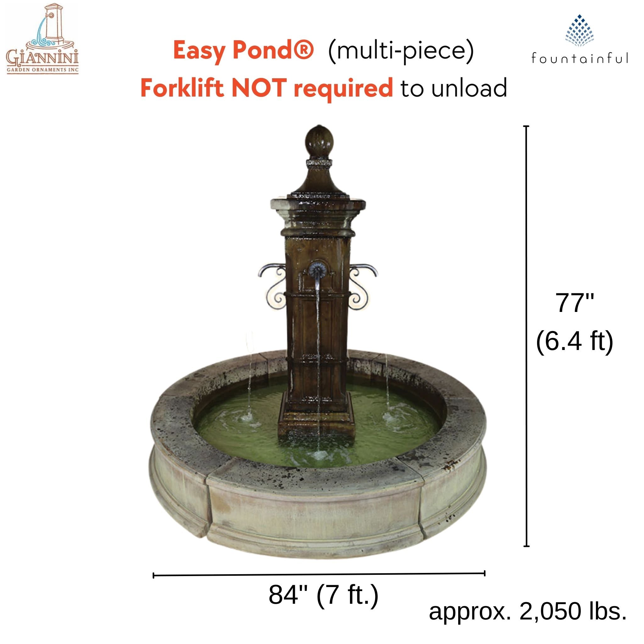 Aquitaine Concrete Pond Fountain - Giannini