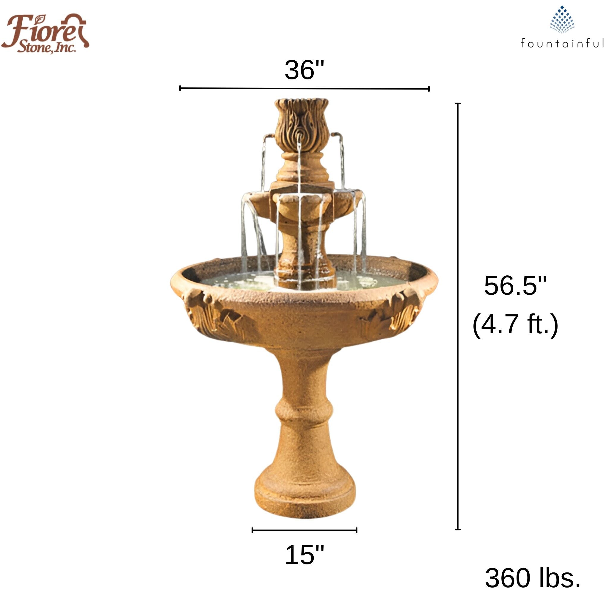 The Assisi Tiered Concrete Fountain - Fiore #2148
