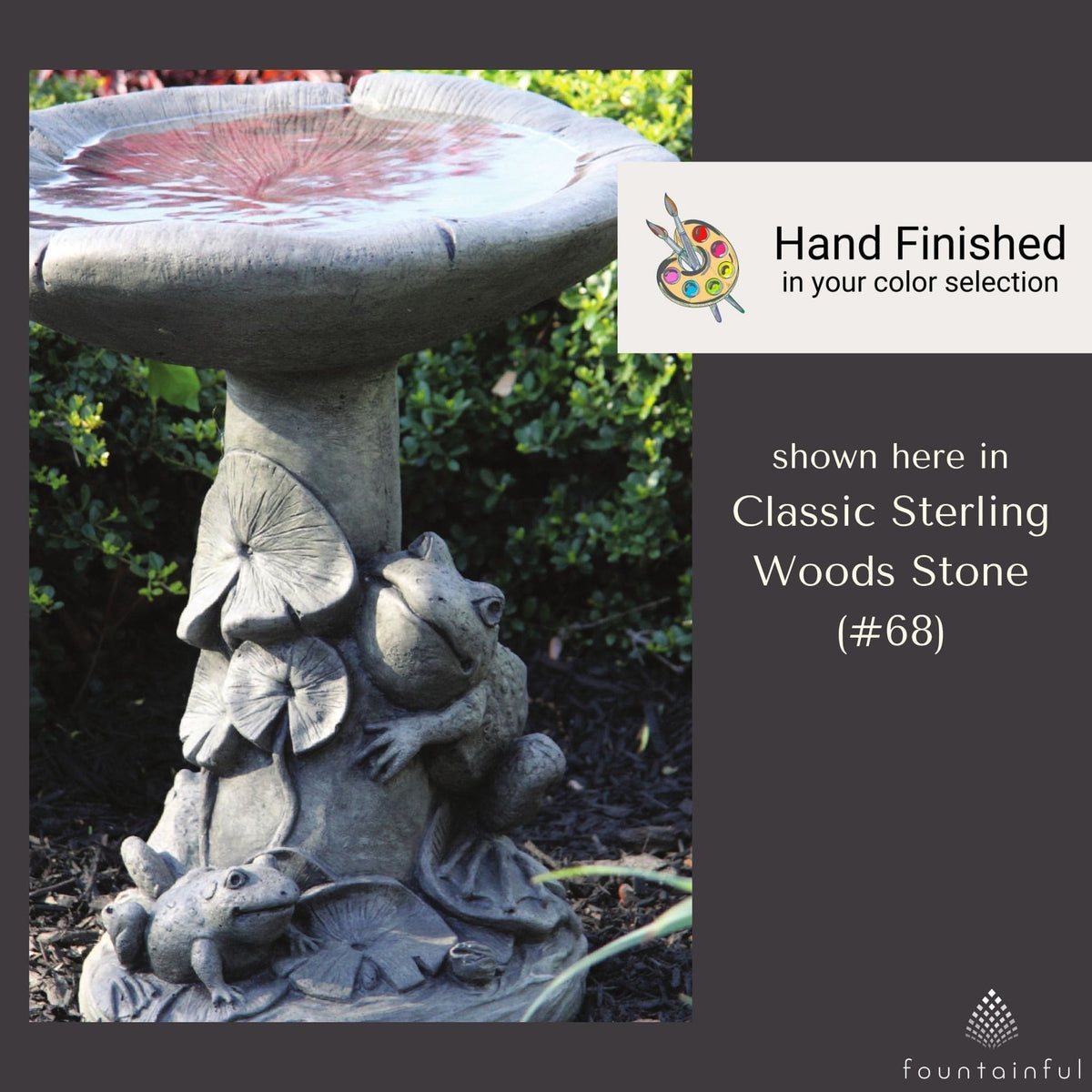 Frogs and Lilies Concrete Bird Bath - Massarellis #9750