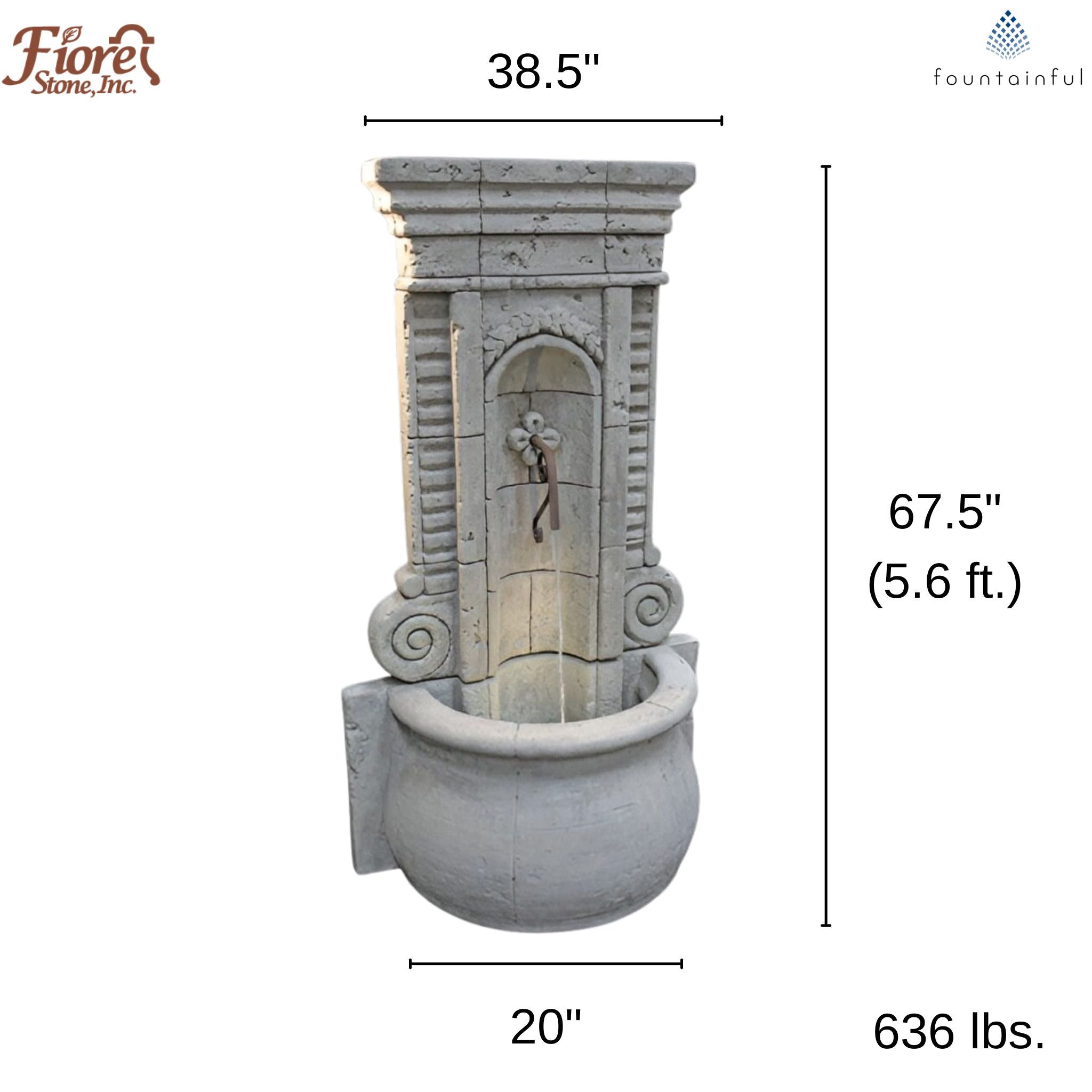 Champagne Tall Concrete Wall Fountain - Fiore #205FWT