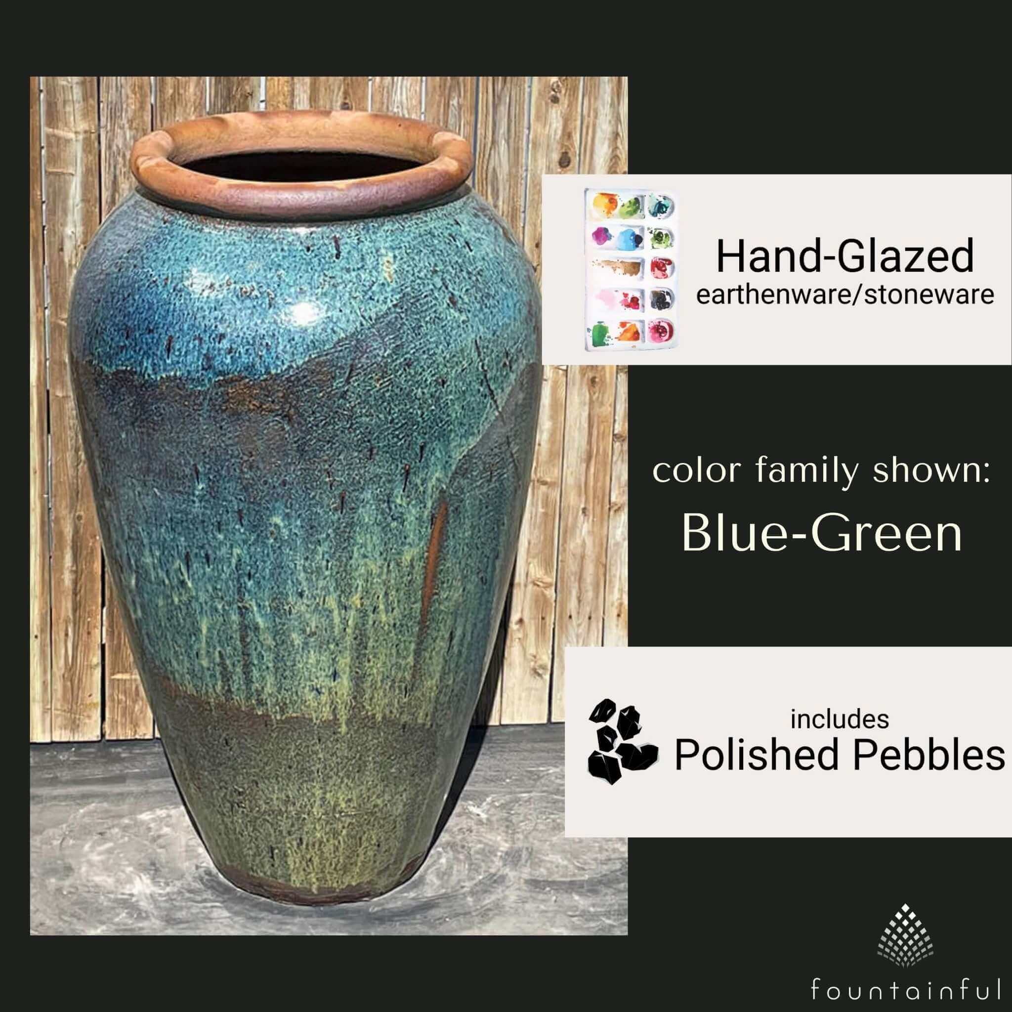 47" Tuscany Vase "Blue/Green" Water Fountain - Complete Kit - Blue Thumb