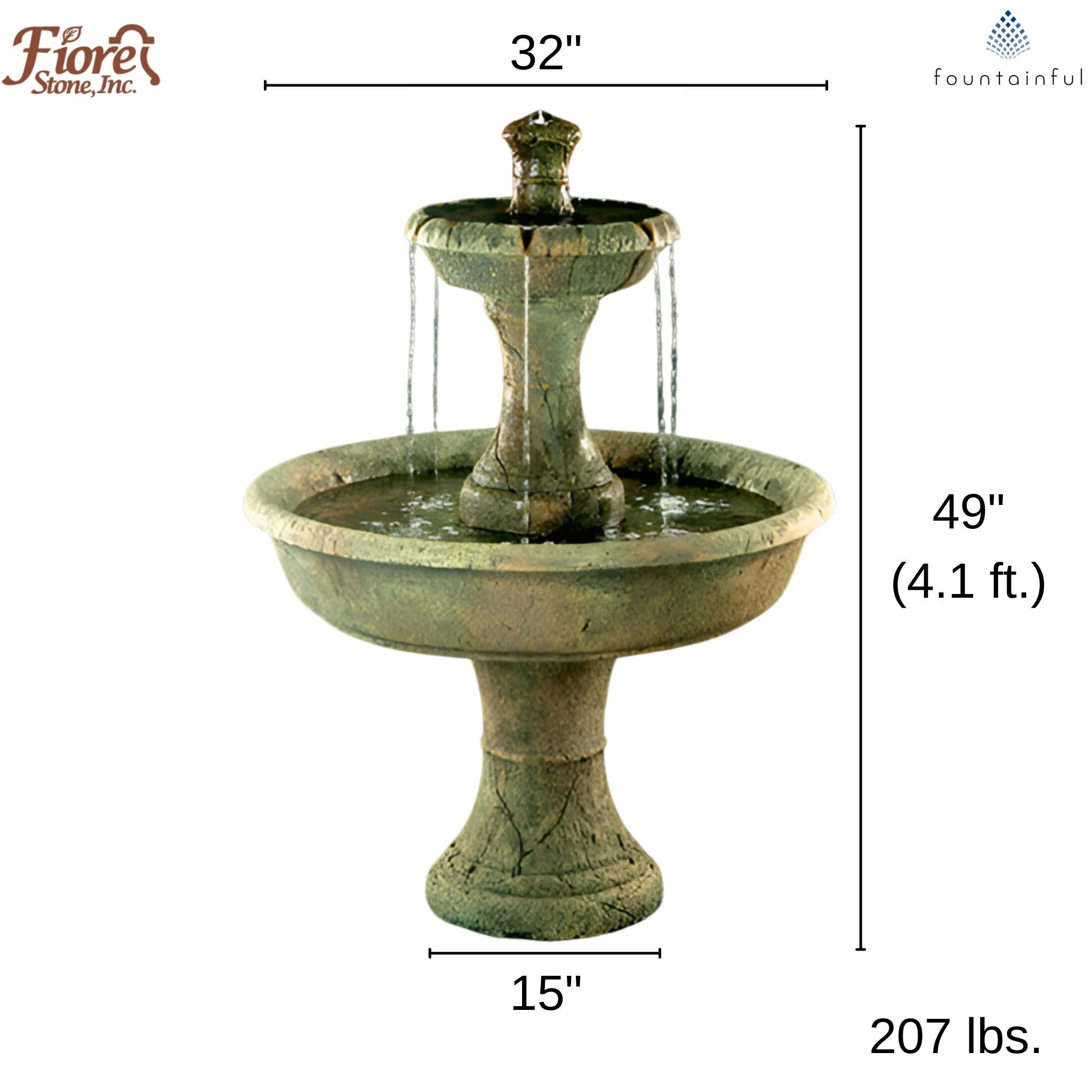 Old Shasta 2-Tier Concrete Fountain - Fiore #LG104
