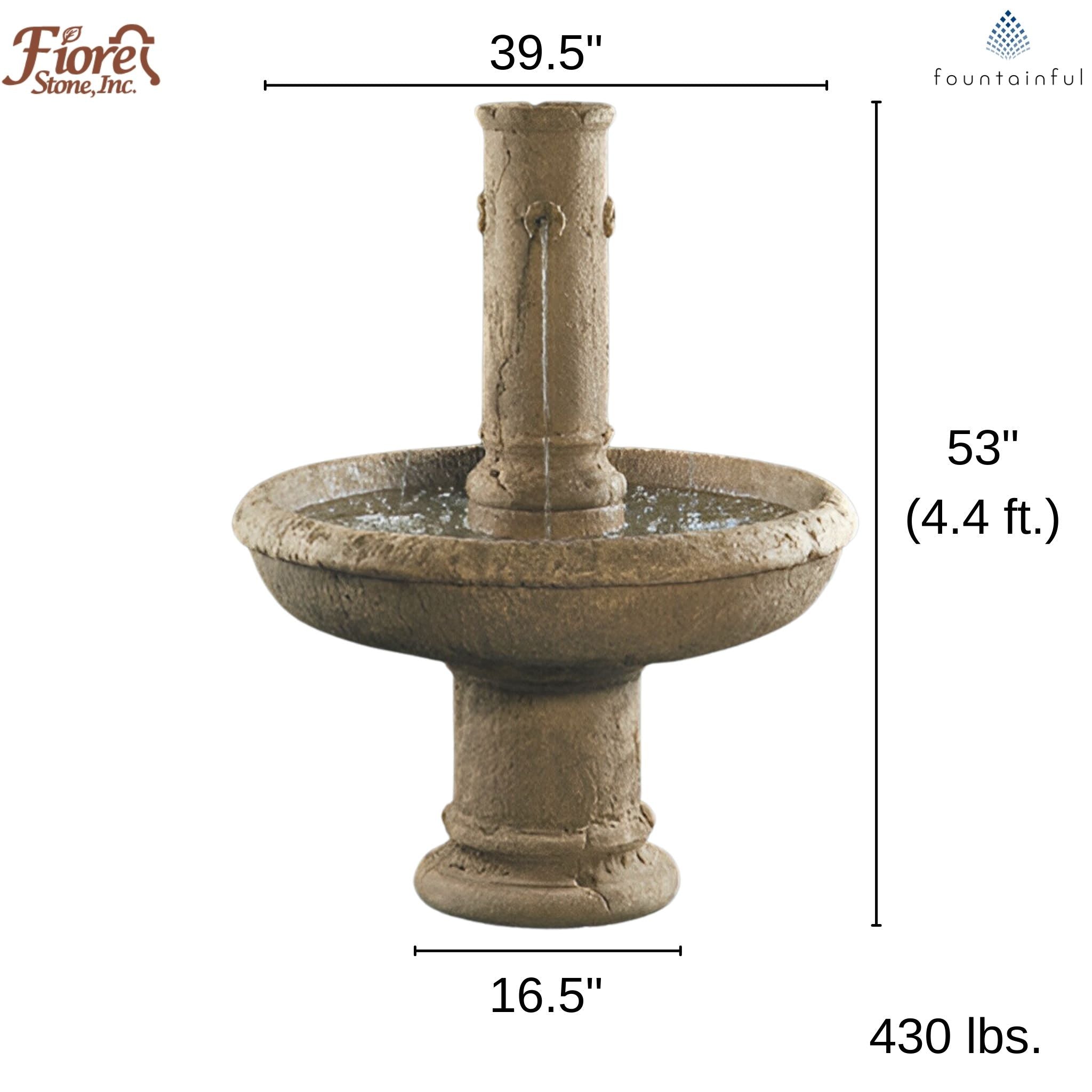 St. Michael Concrete Garden Fountain - Fiore #LG105