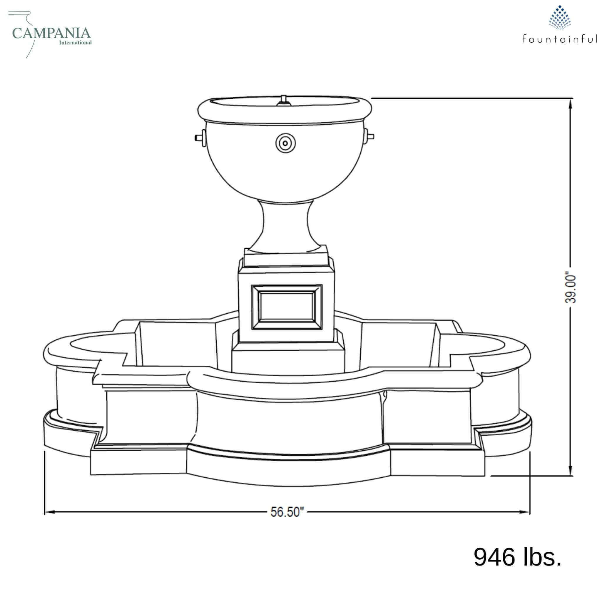 Navonna Concrete Urn Fountain - Campania #FT197