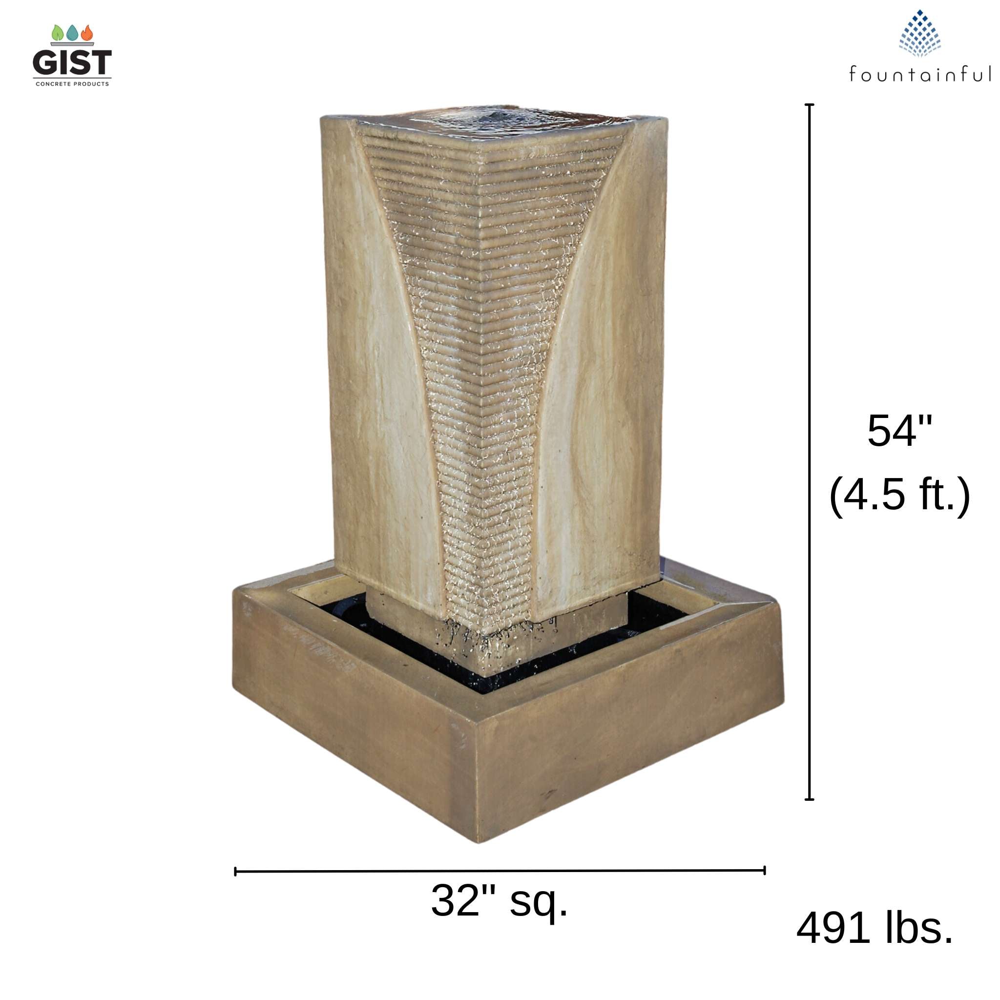 Ribbed Monolith Concrete Fountain - GIST Fountains