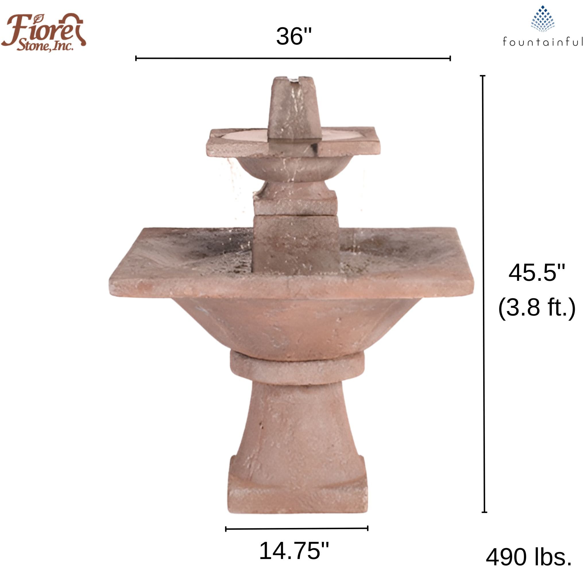 Quadrate 2-Tier Garden Fountain - Fiore #2066FT2