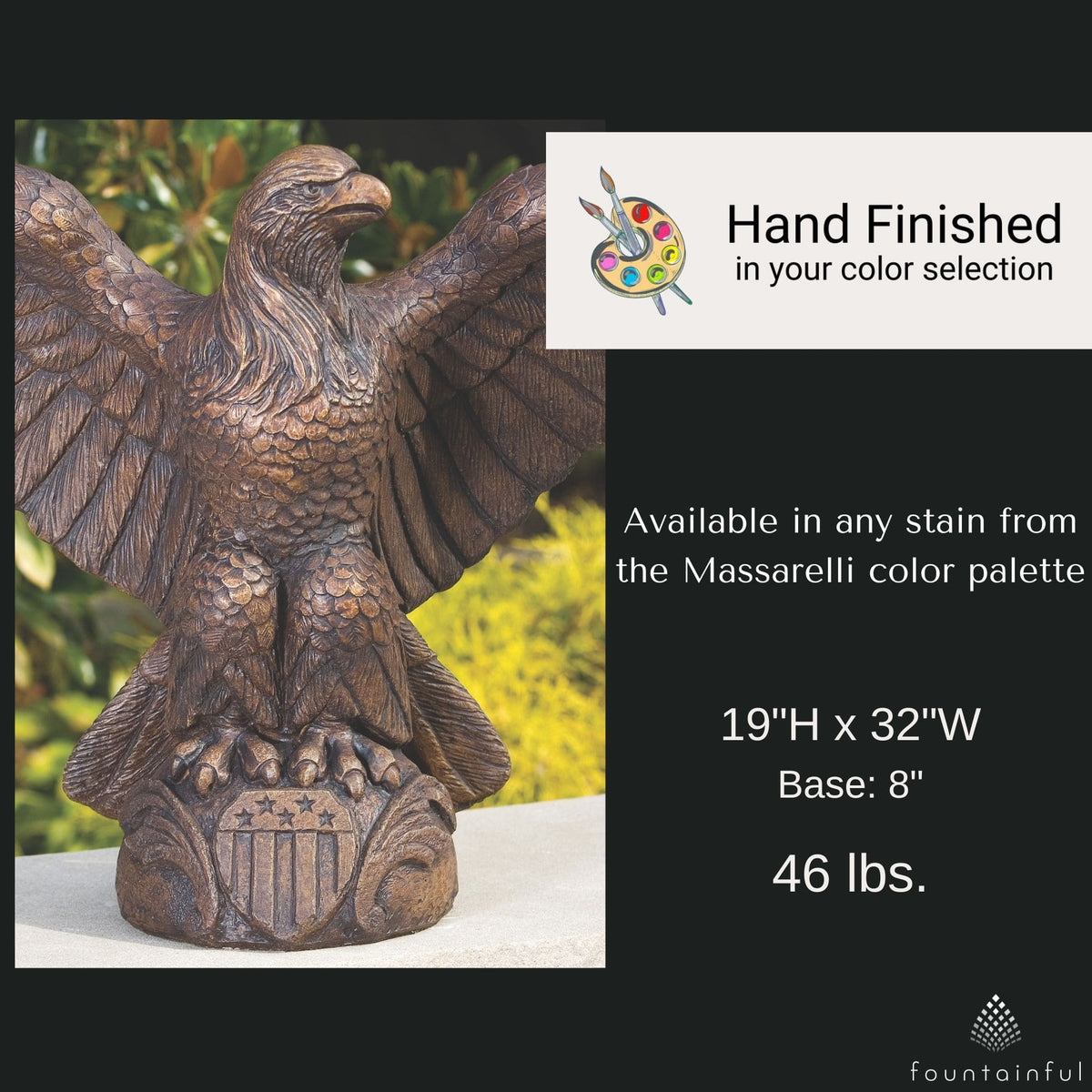 American Eagle Concrete Garden Statue - Massarellis #4430