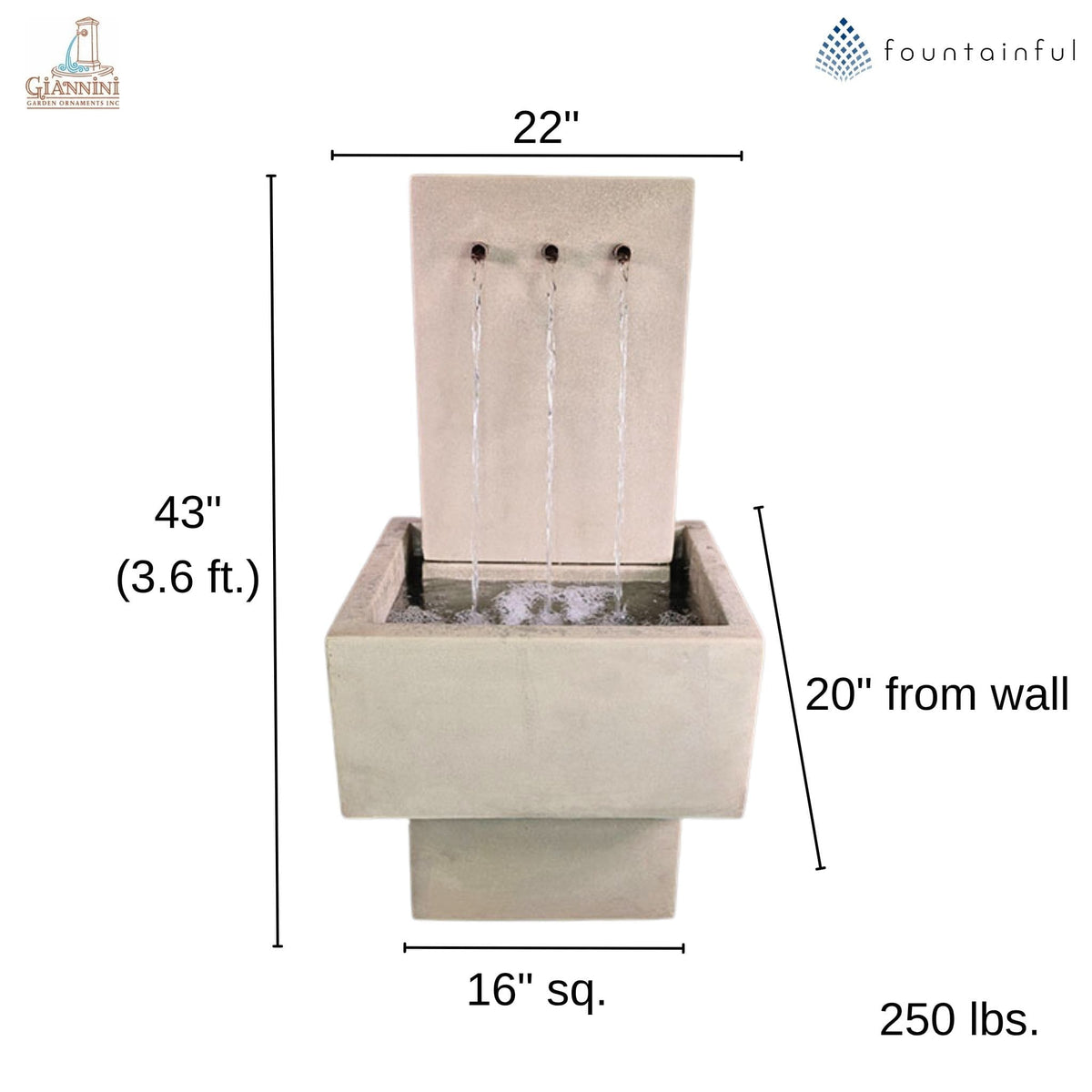 Tribus Patio Concrete Wall Fountain - Giannini #1776