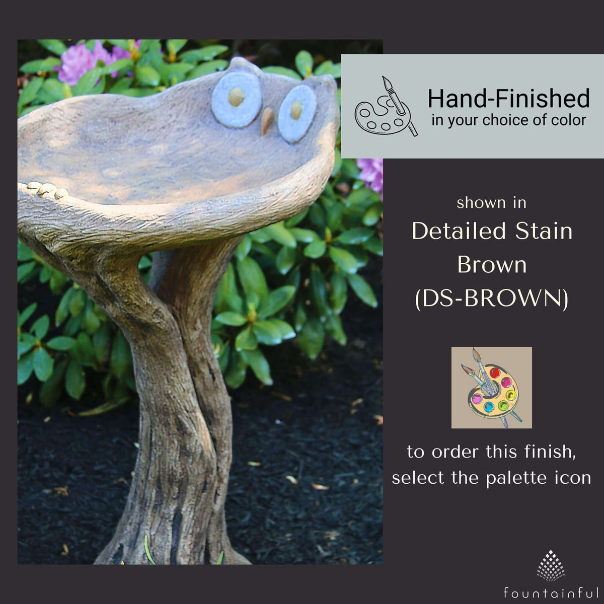 Owl Concrete Bird Bath - Massarellis #9754
