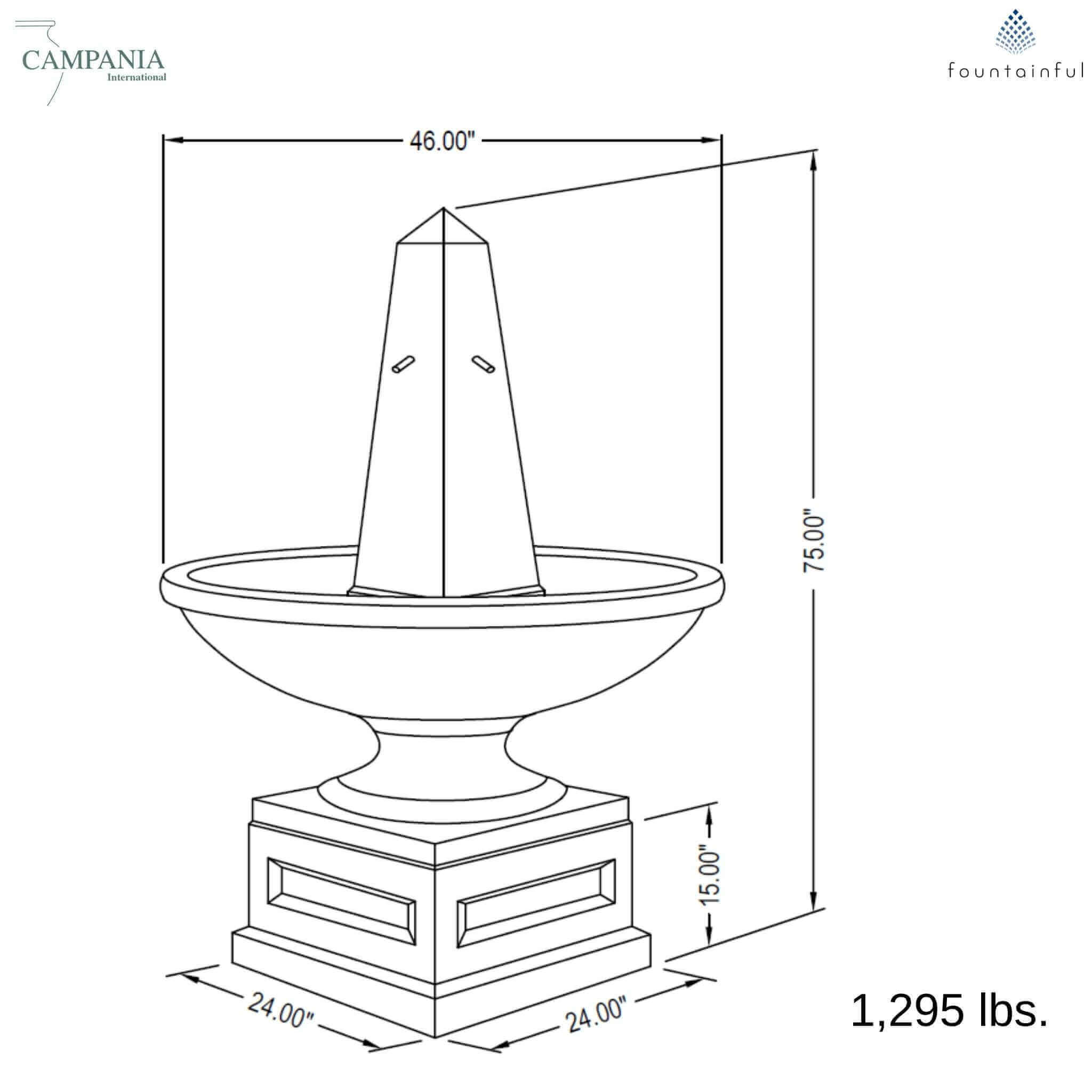 Condotti Obelisk Concrete Fountain - Campania #FT293