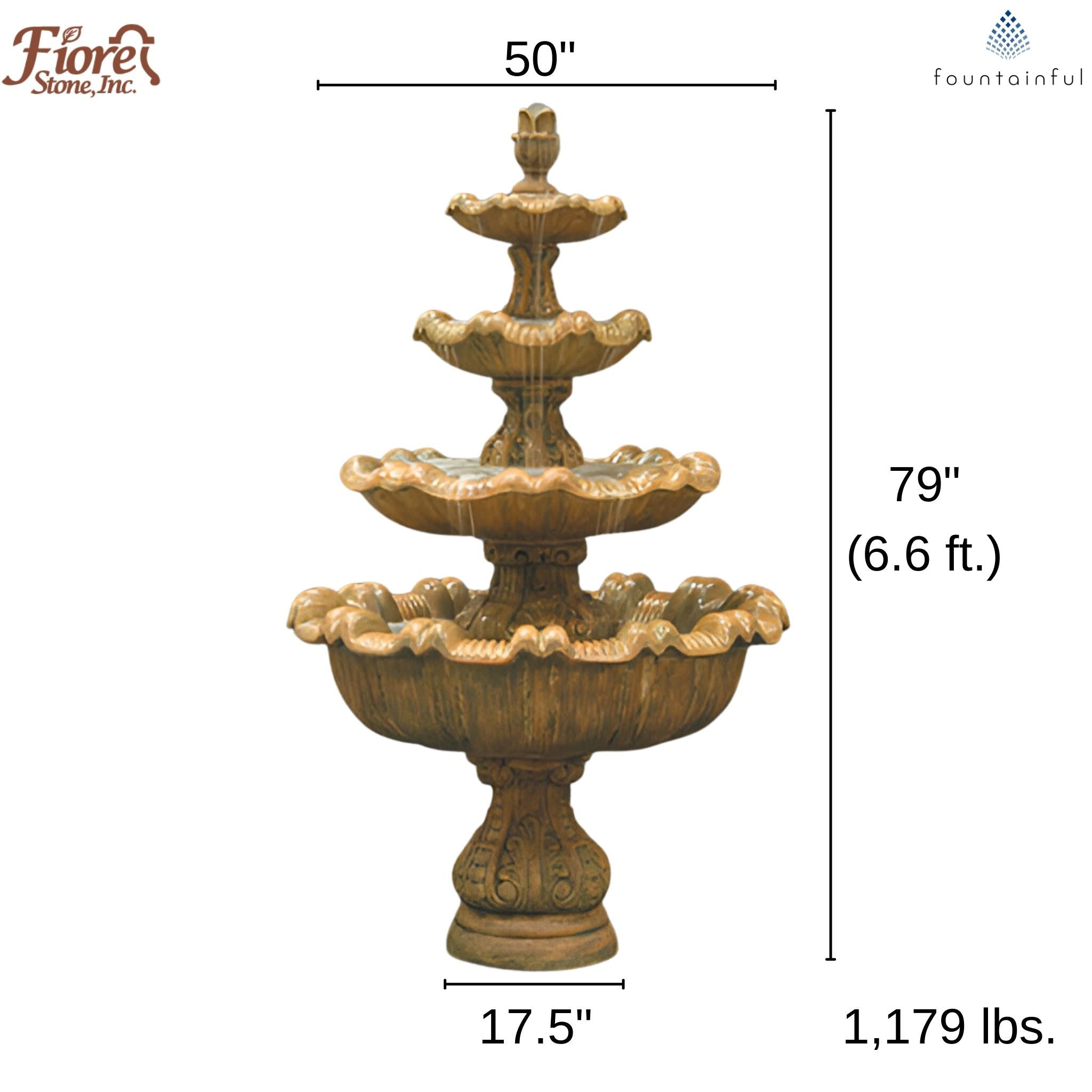 Italian Tall 4-Tier Concrete Fountain - Fiore #IT4