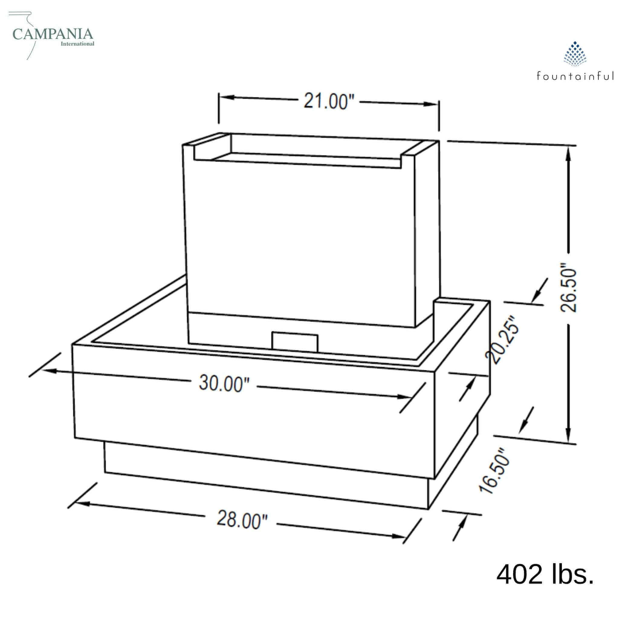Falling Water 2 Concrete Wall Fountain - Campania #FT295