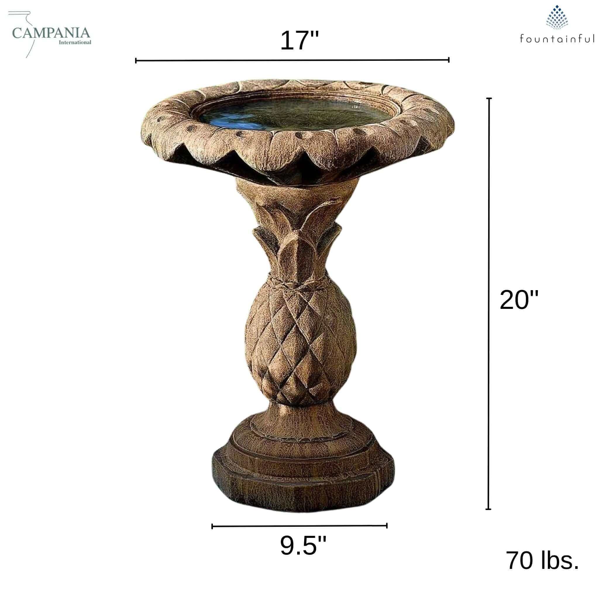 Pineapple Concrete Bird Bath - Campania #B013