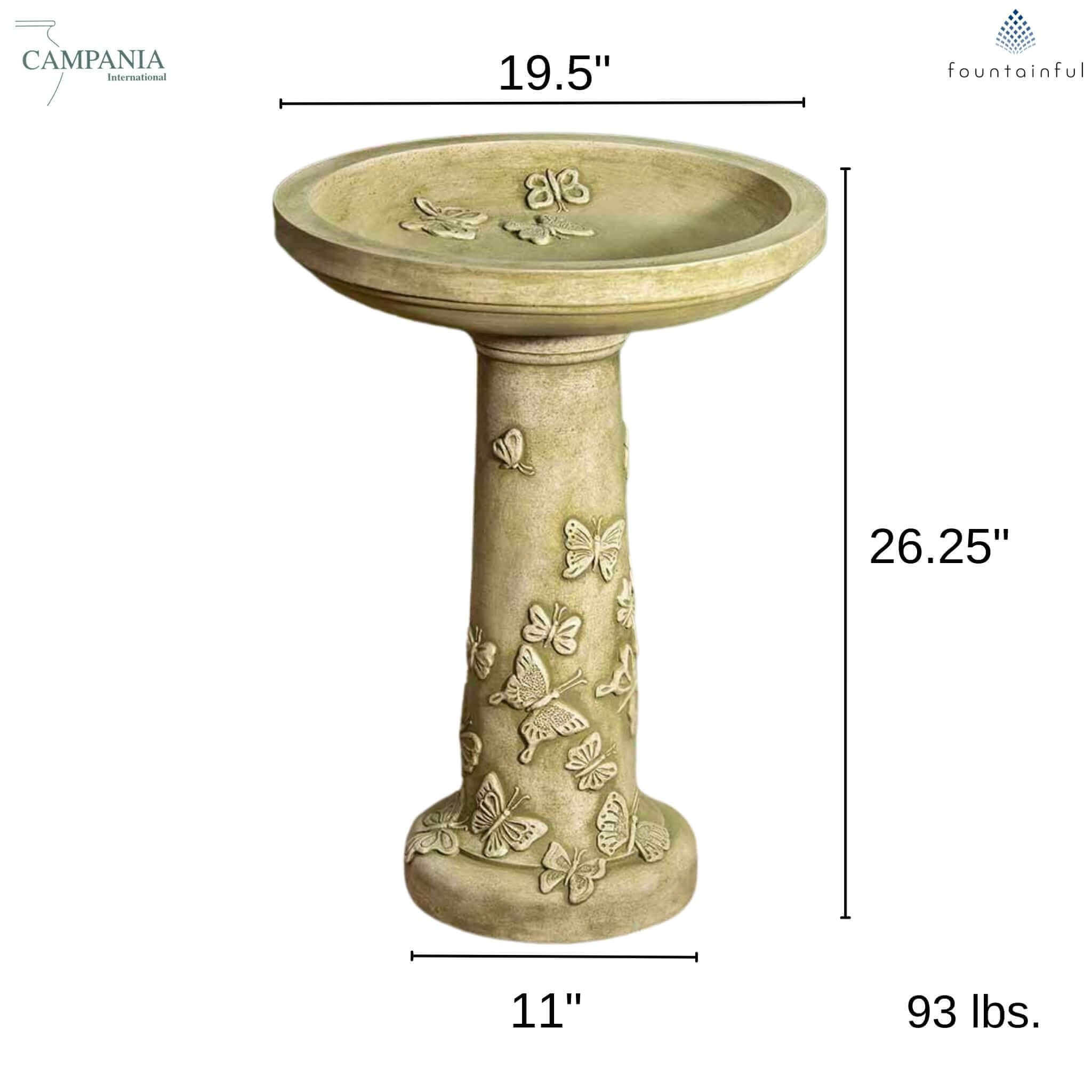 Butterflies are Free Concrete Bird Bath - Campania #B145