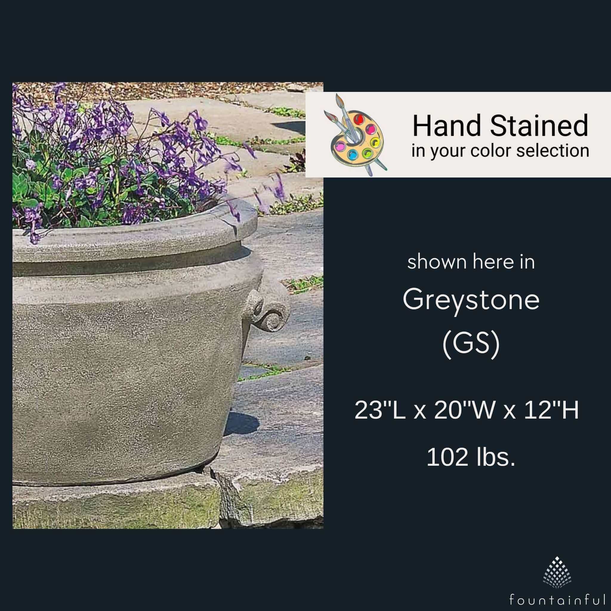 Scroll Handle Concrete Tub Planter - Campania #P294