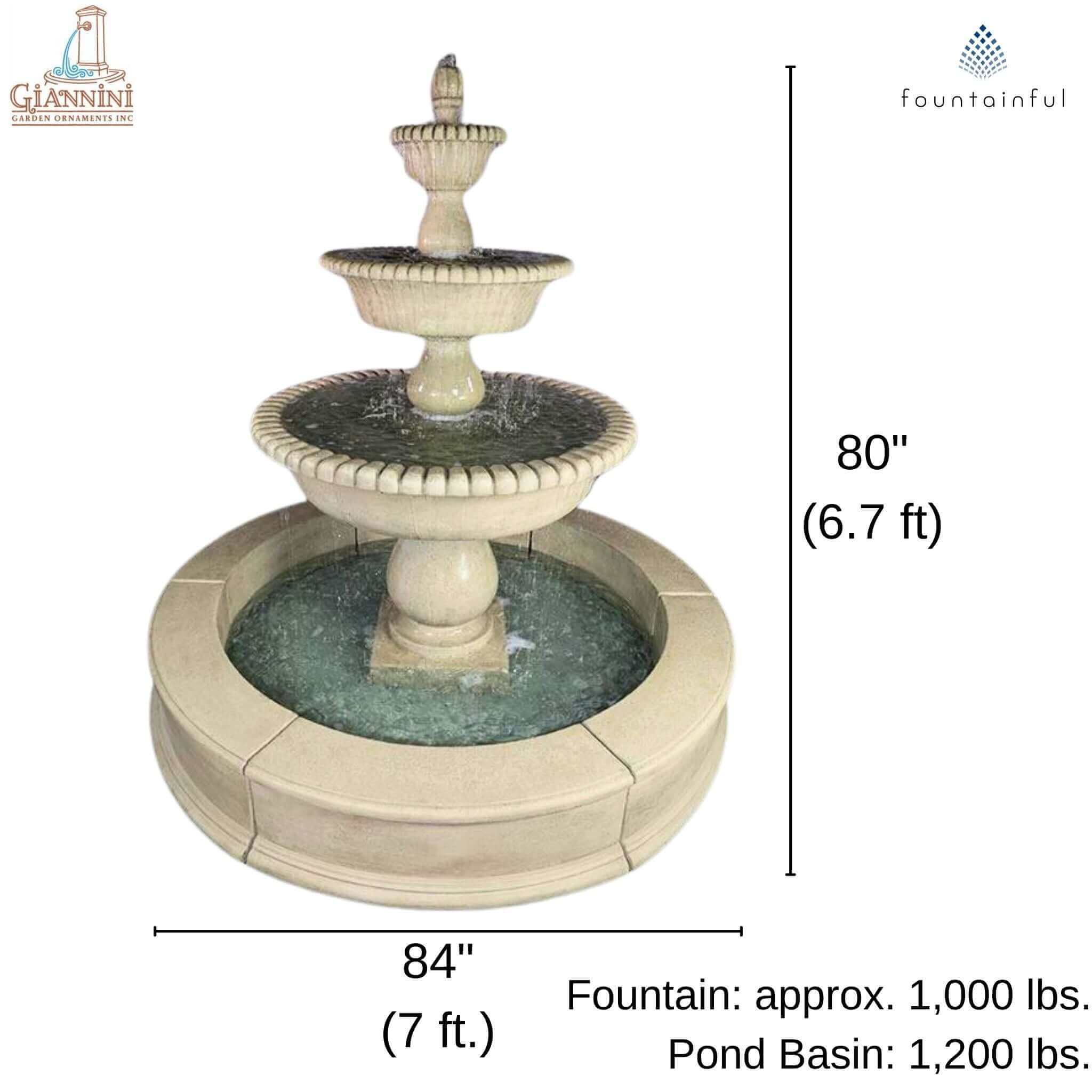 Malibu 3-Tier Concrete Easy Pond Fountain - Giannini #1801