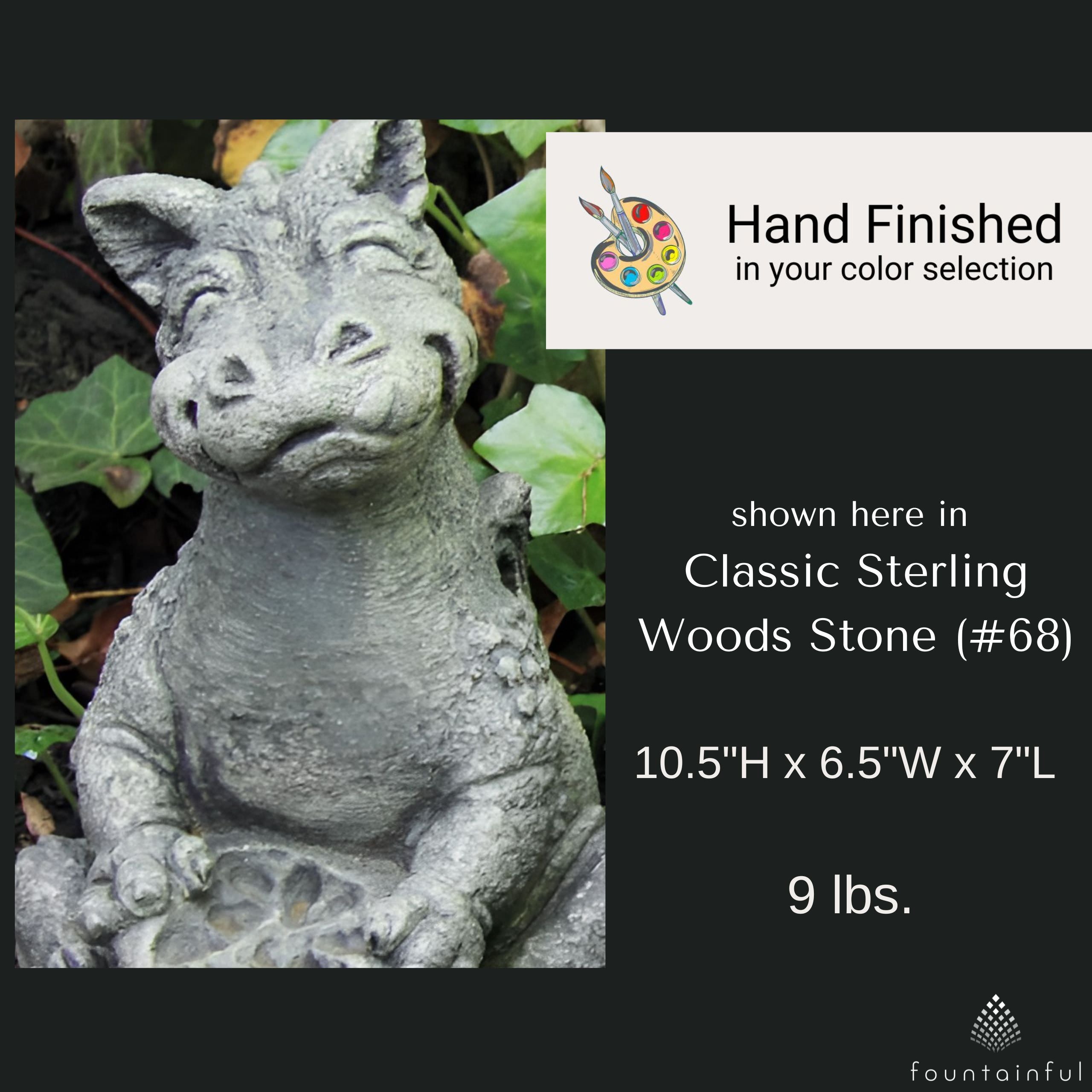 Lil Dragon "Eating Apple" Concrete Garden Statue - Massarellis #5043