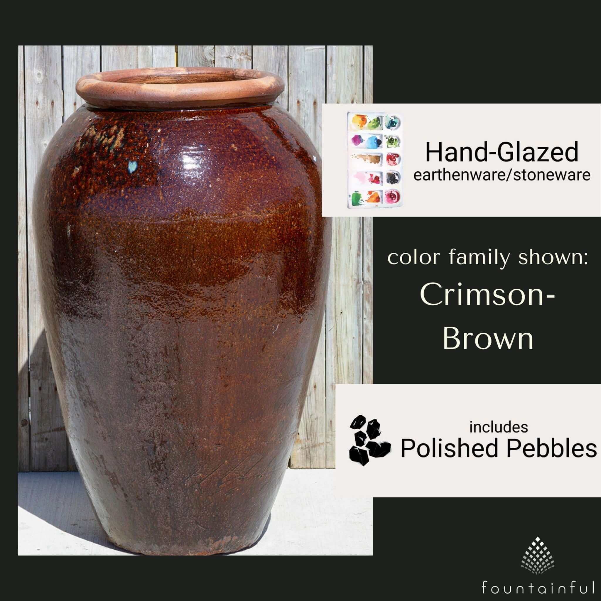 Triple Tuscany Vase "Crimson Brown" Water Fountain - Complete Kit - Blue Thumb