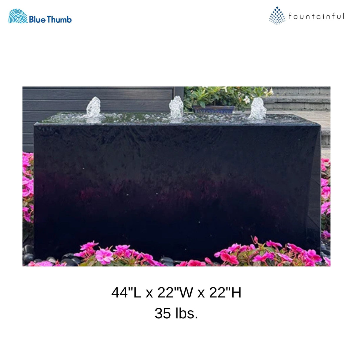 Acrylic Rectangular Block Triple Heiho Fountain - Blue Thumb