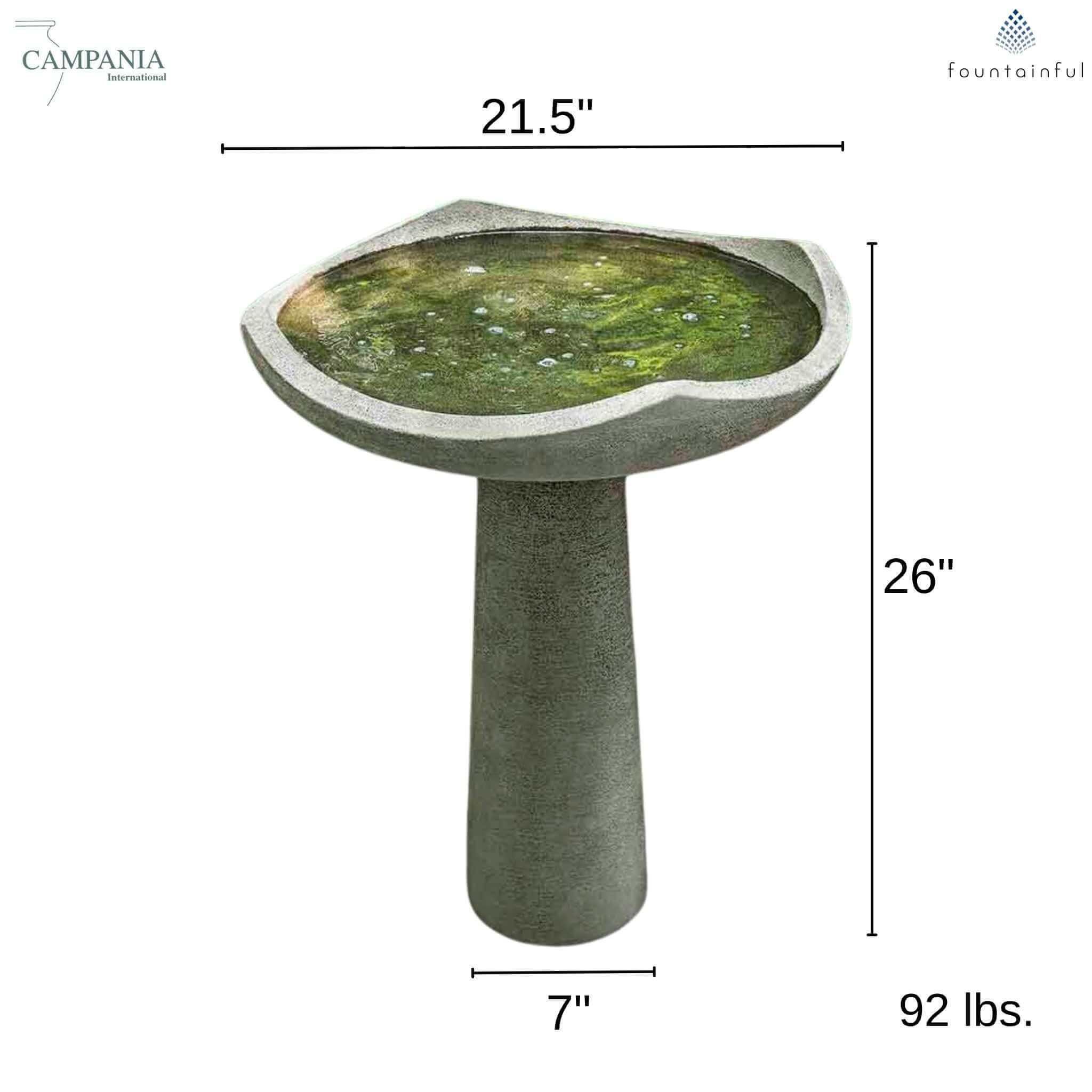 Oslo Medium Concrete Bird Bath - Campania #B189