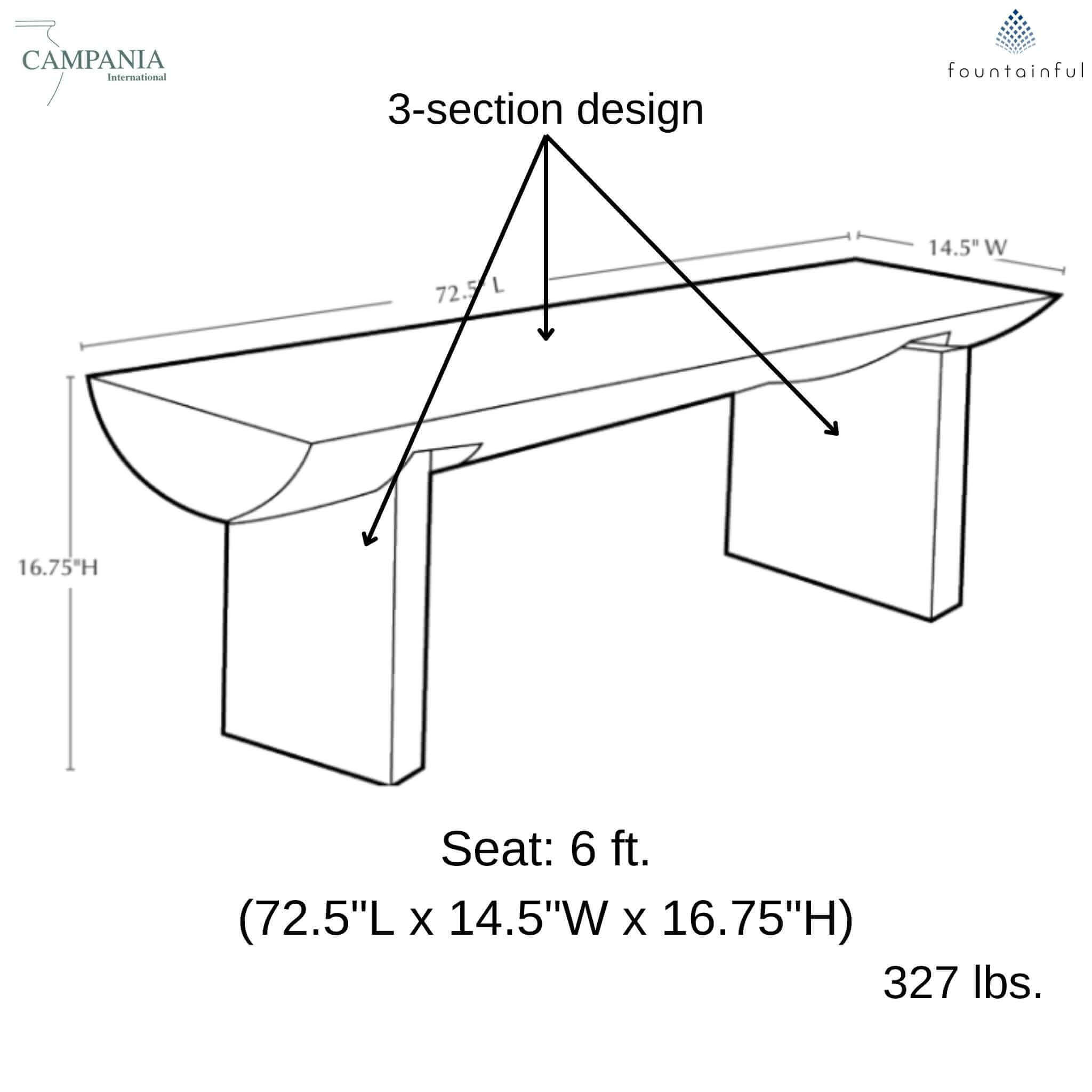 Large Bois Concrete Garden Bench - Campania #BE125