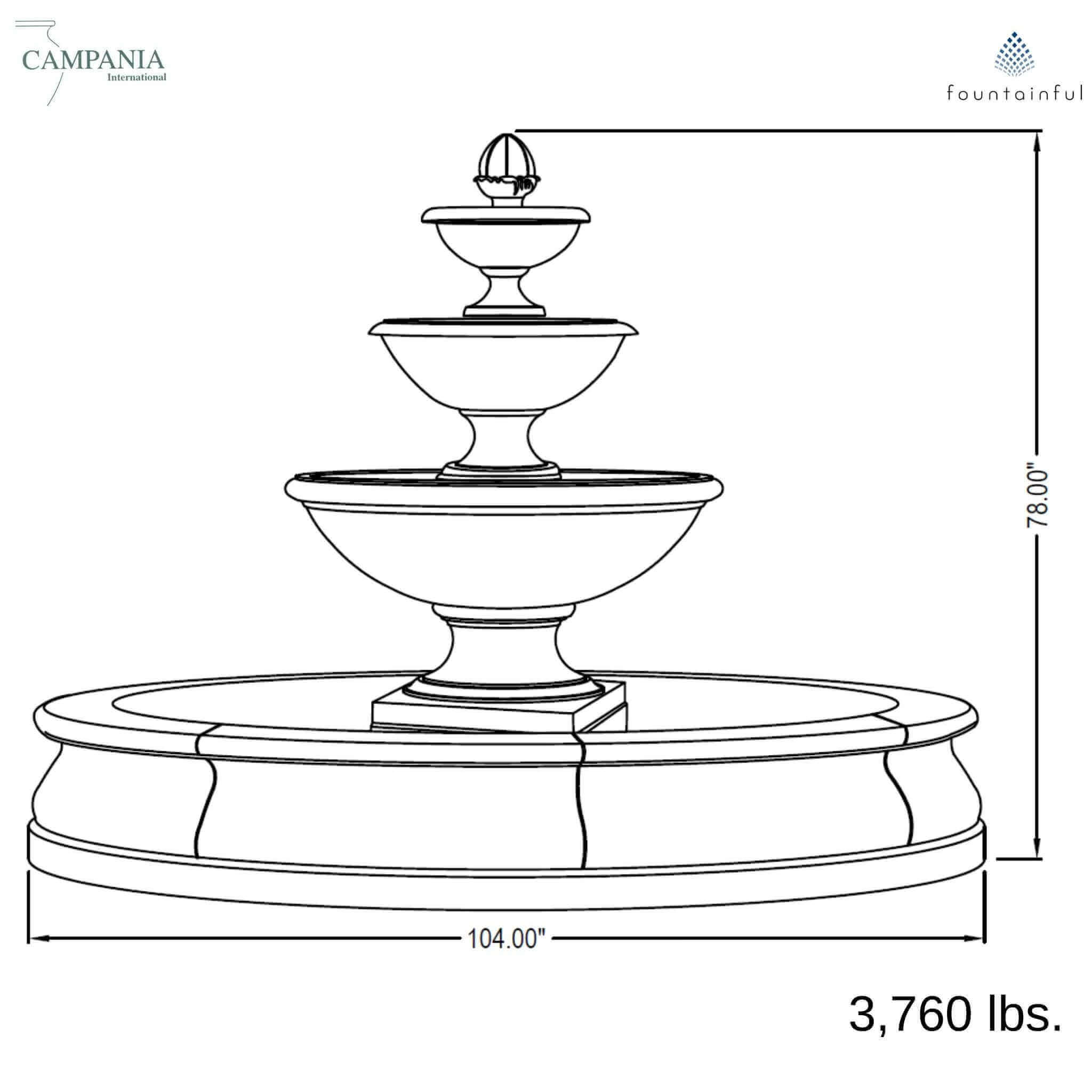 Monteros 3-Tier Concrete Fountain in Basin- Campania #FT270