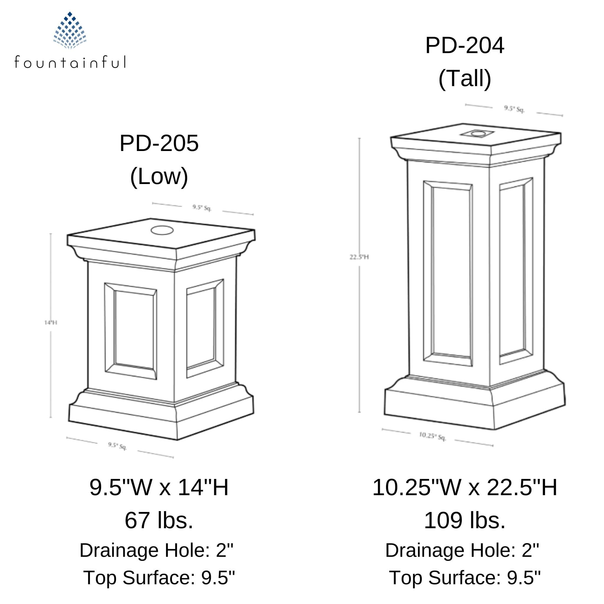 Lenox Concrete Planter Pedestals - Tall & Low - Campania