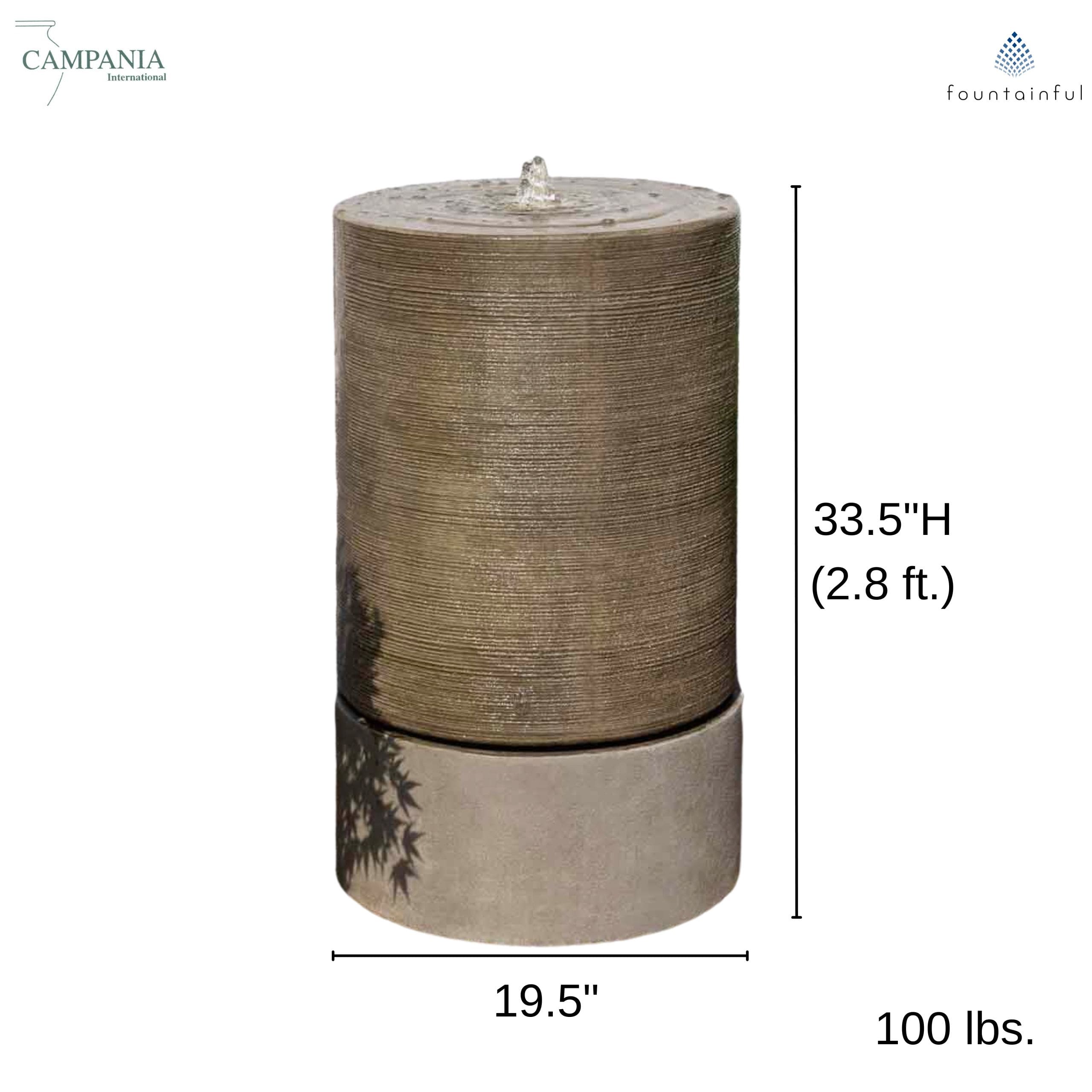 Large Cylinder GFRC Tower Fountain - Campania #1107