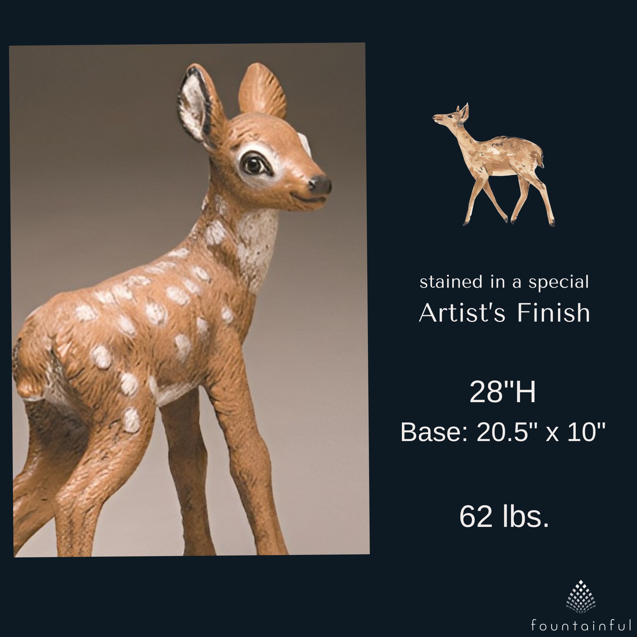 Standing Fawn Concrete Garden Statue - Fiore #579