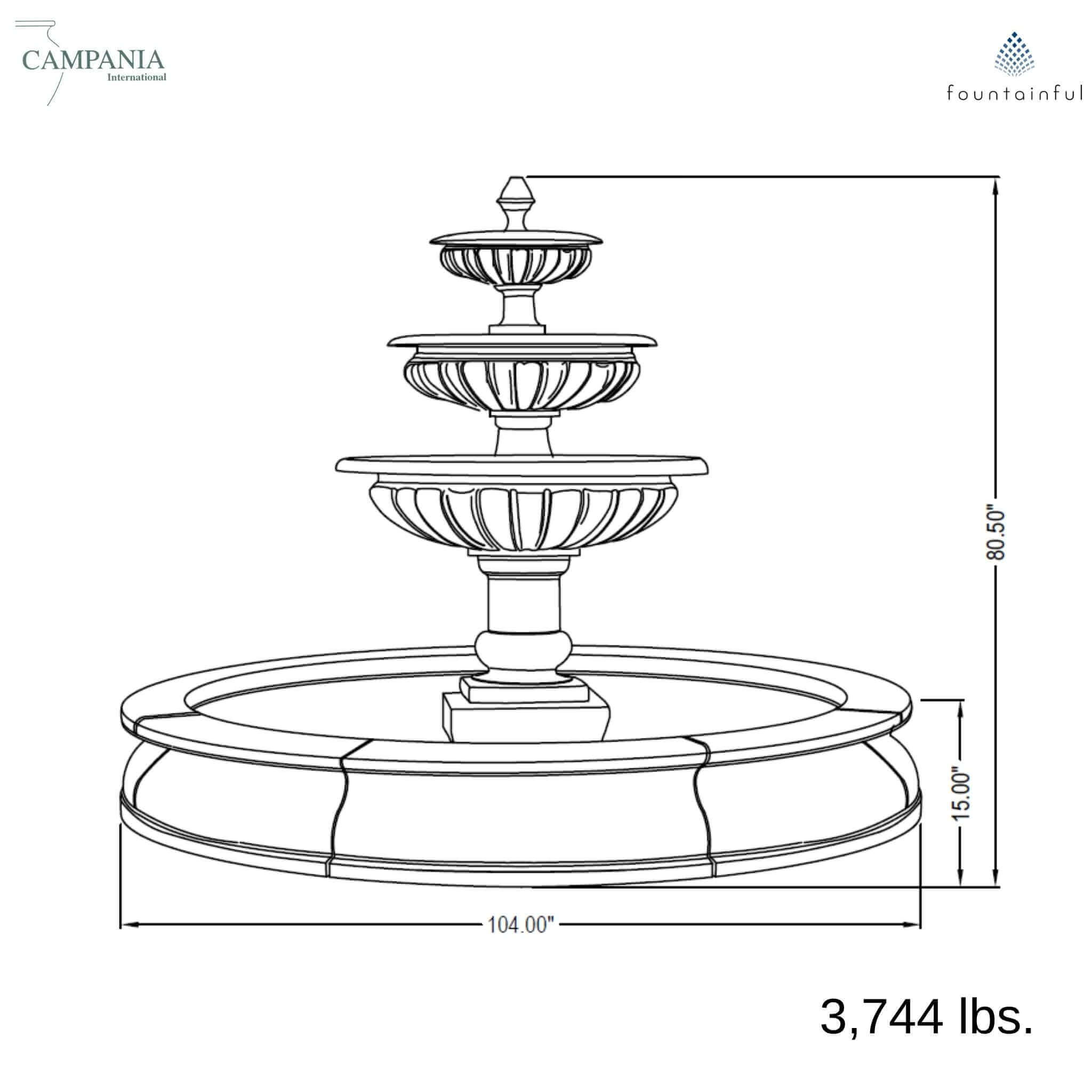 Longvue Estate 3-Tier Concrete Fountain - Campania #FT239