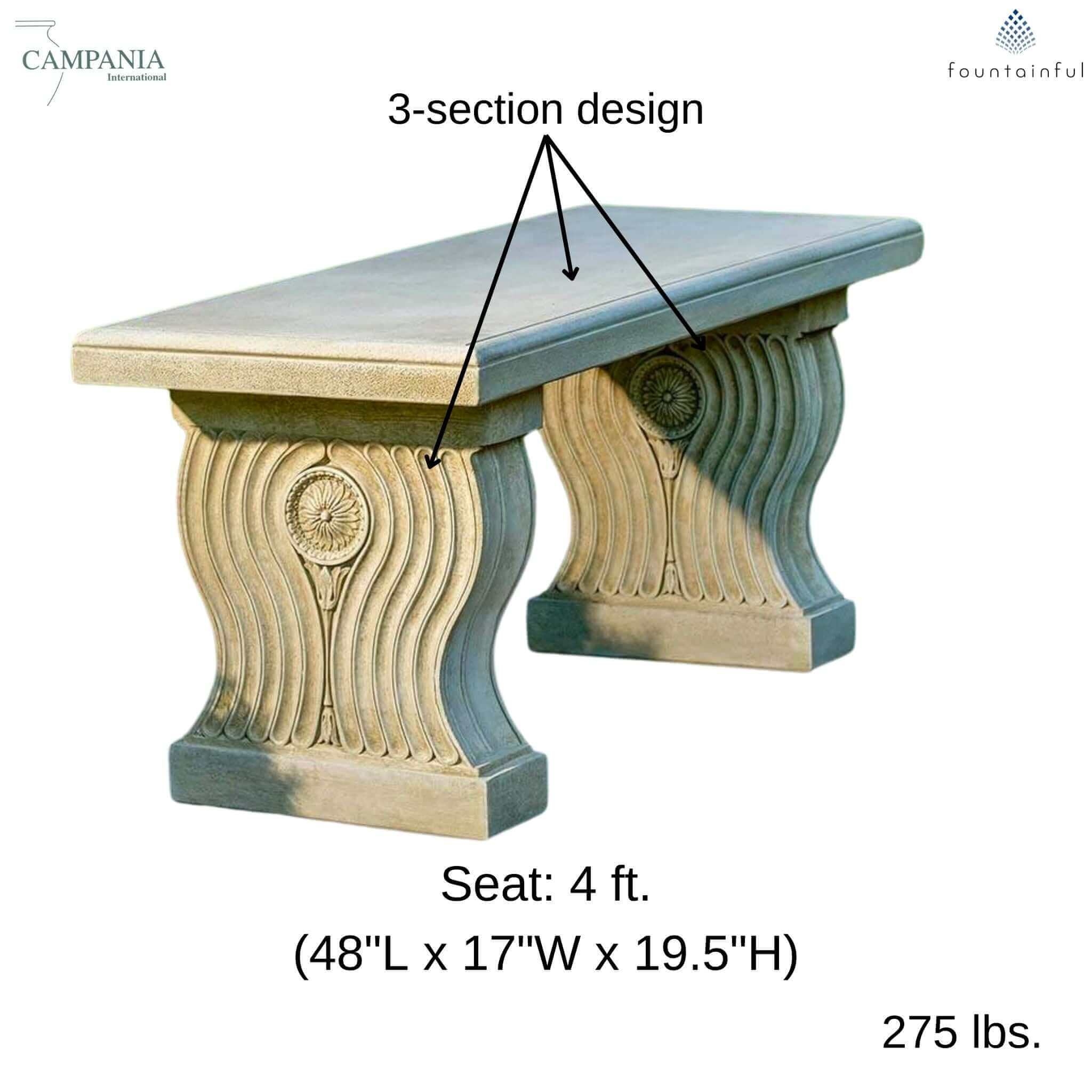 Neo Classic Concrete Garden Bench - Campania #BE147