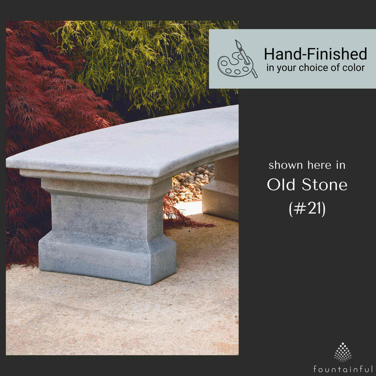 Classic Curved Concrete Garden Bench - Massarellis #4945