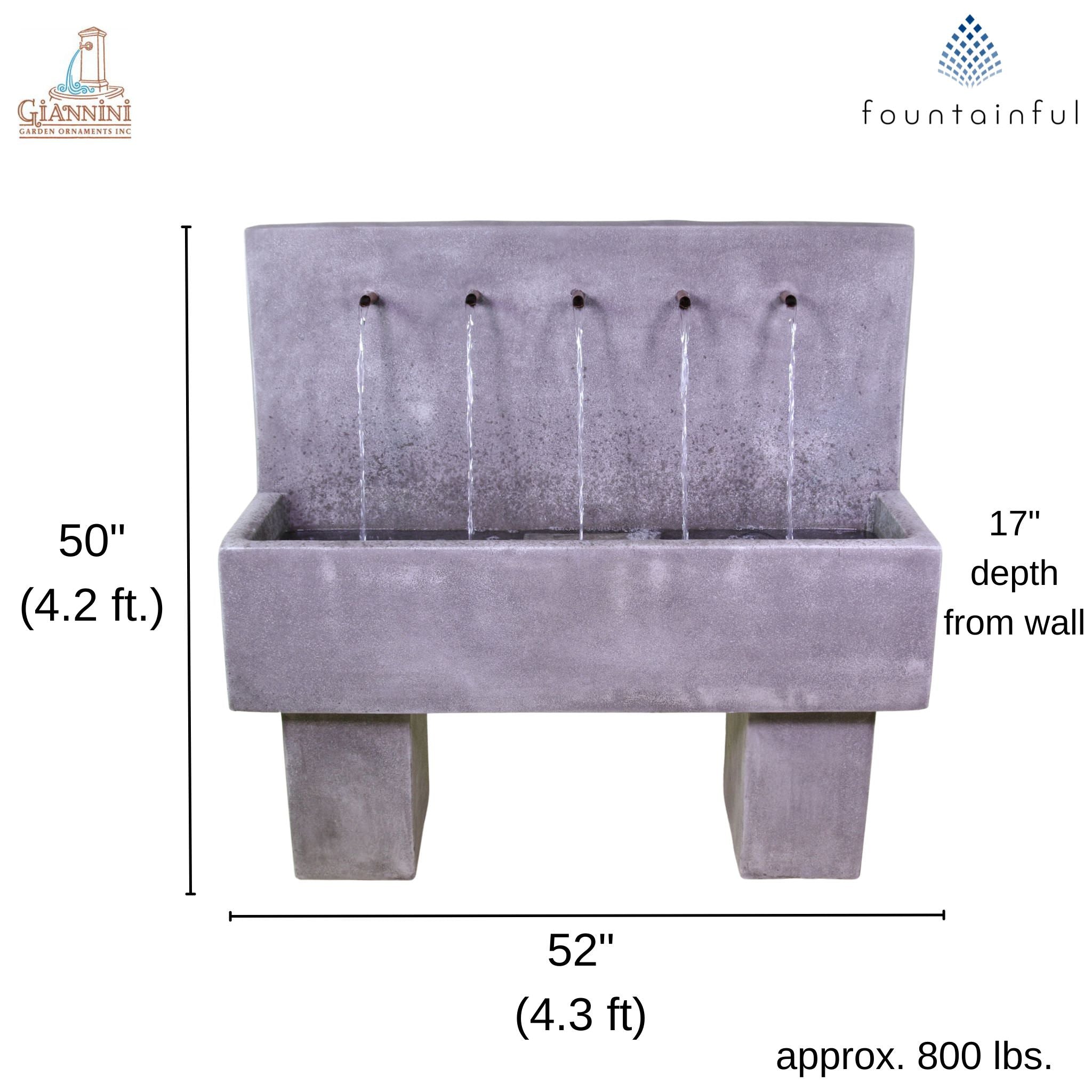 Penta Tall Concrete Wall Fountain - Giannini #1748