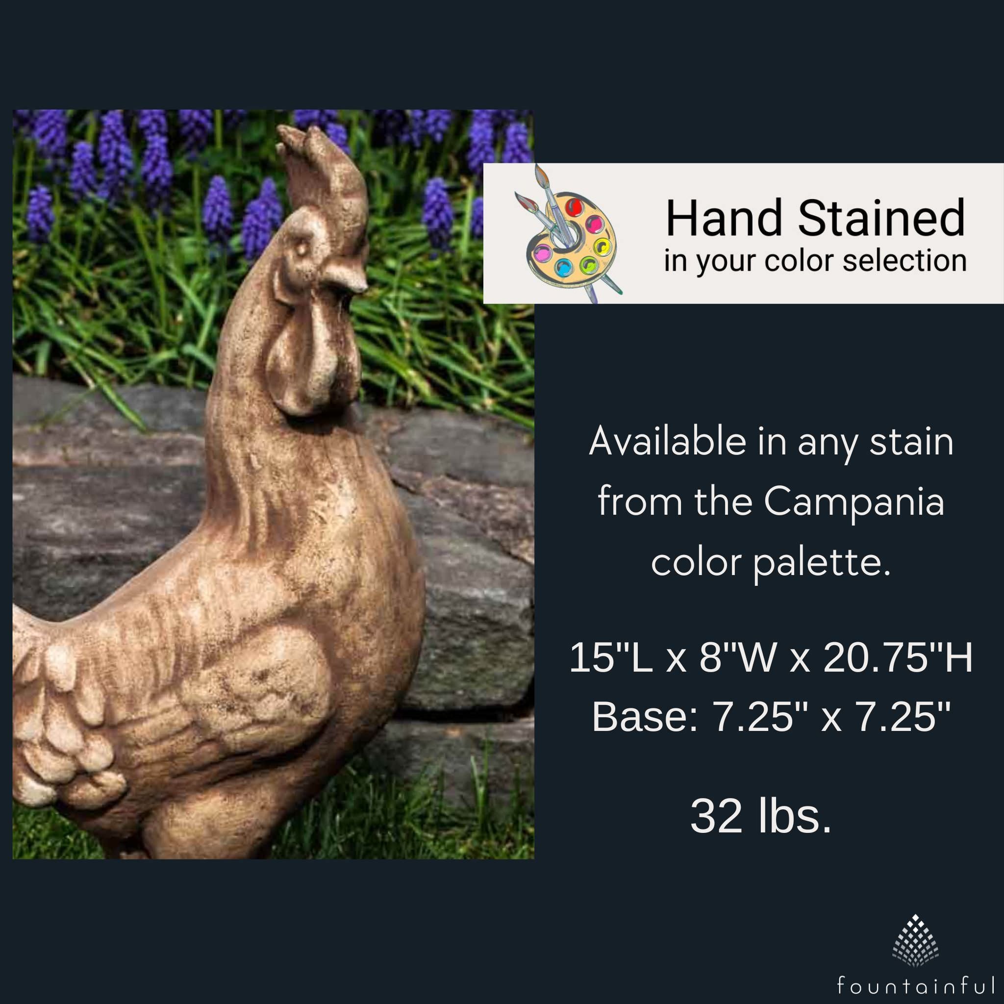 Antique Rooster Concrete Garden Statue - Campania #A500