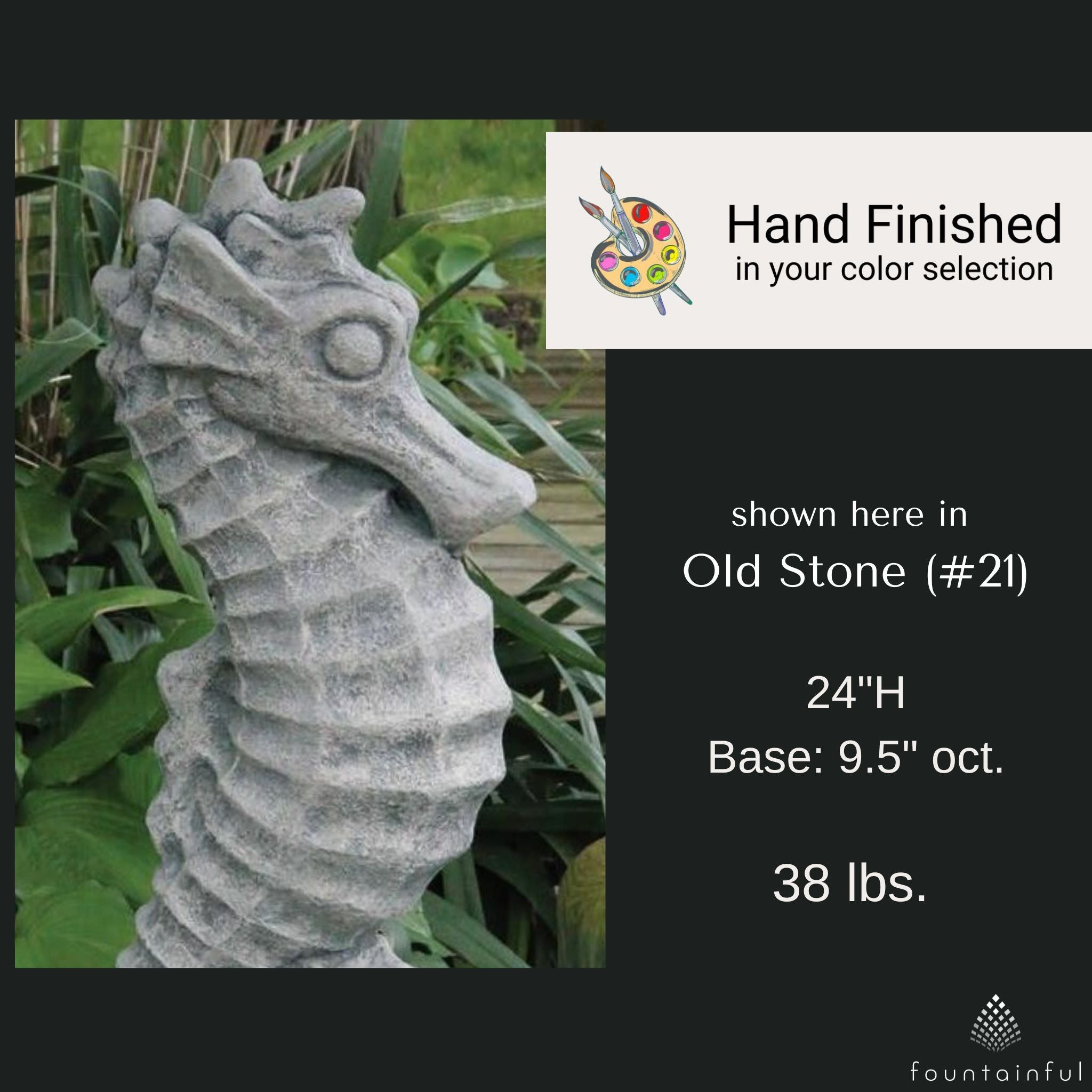 Seahorse Concrete Garden Statue - Massarellis #4118