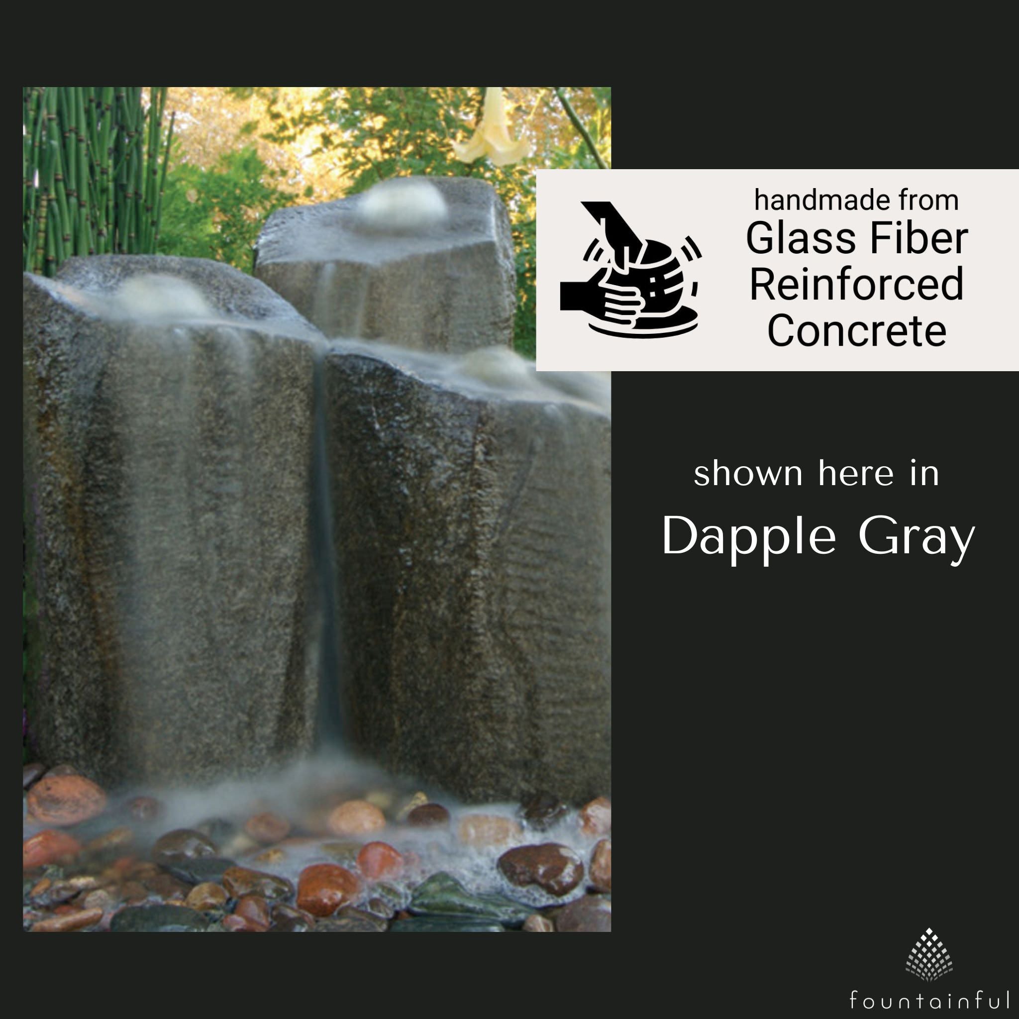 Triple Column GFRC Boulder Fountain - Complete Kit - Blue Thumb
