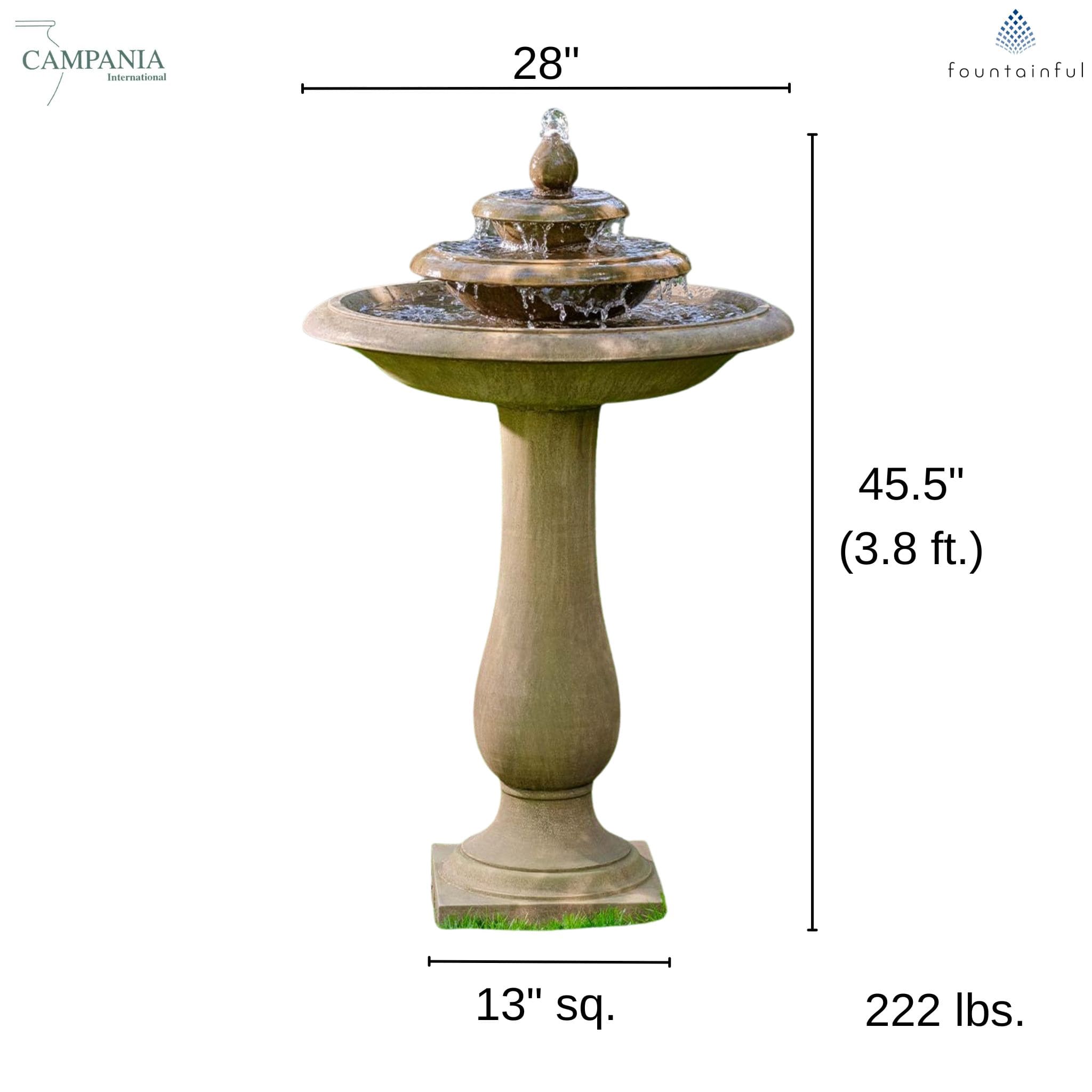 Cladridge 3-Tier Concrete Pedestal Fountain - Campania #FT415