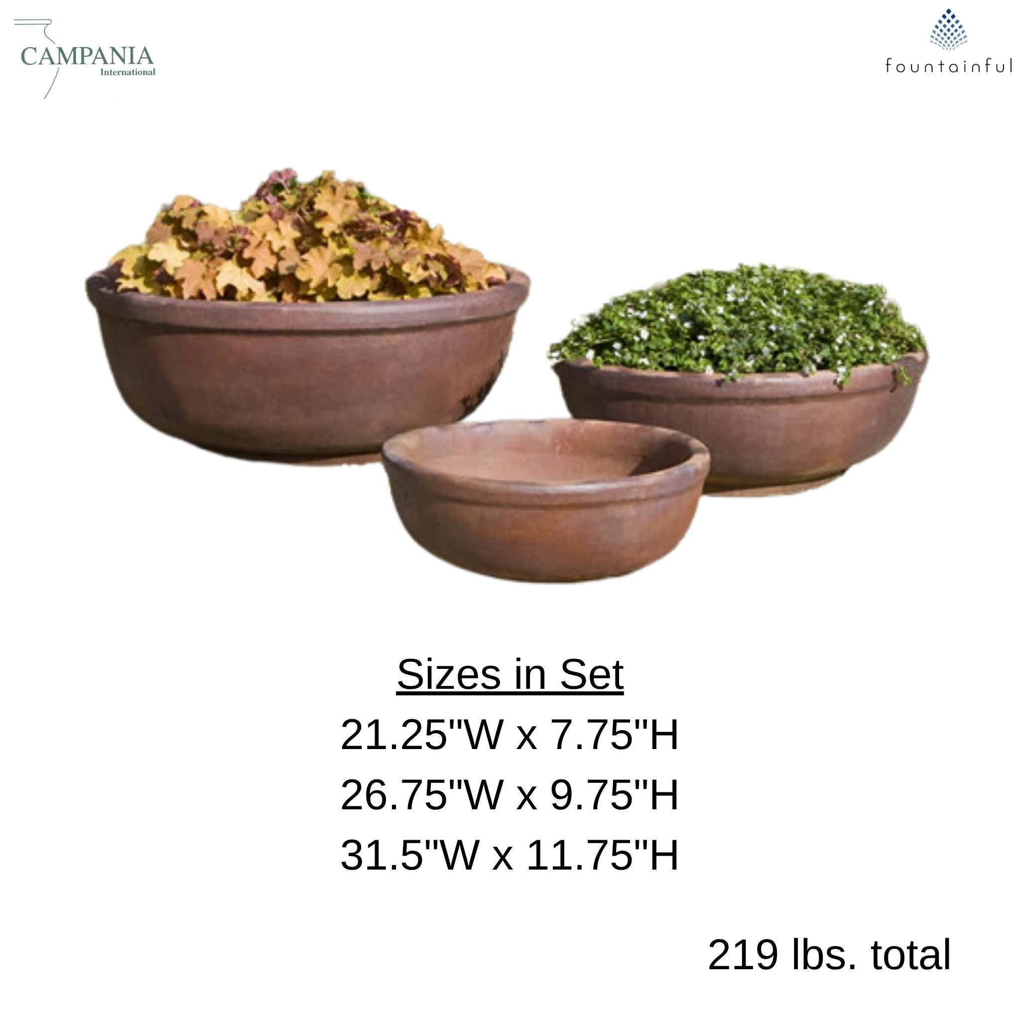 Hoi An Set of 3 Earthenware Planters - Campania #315319