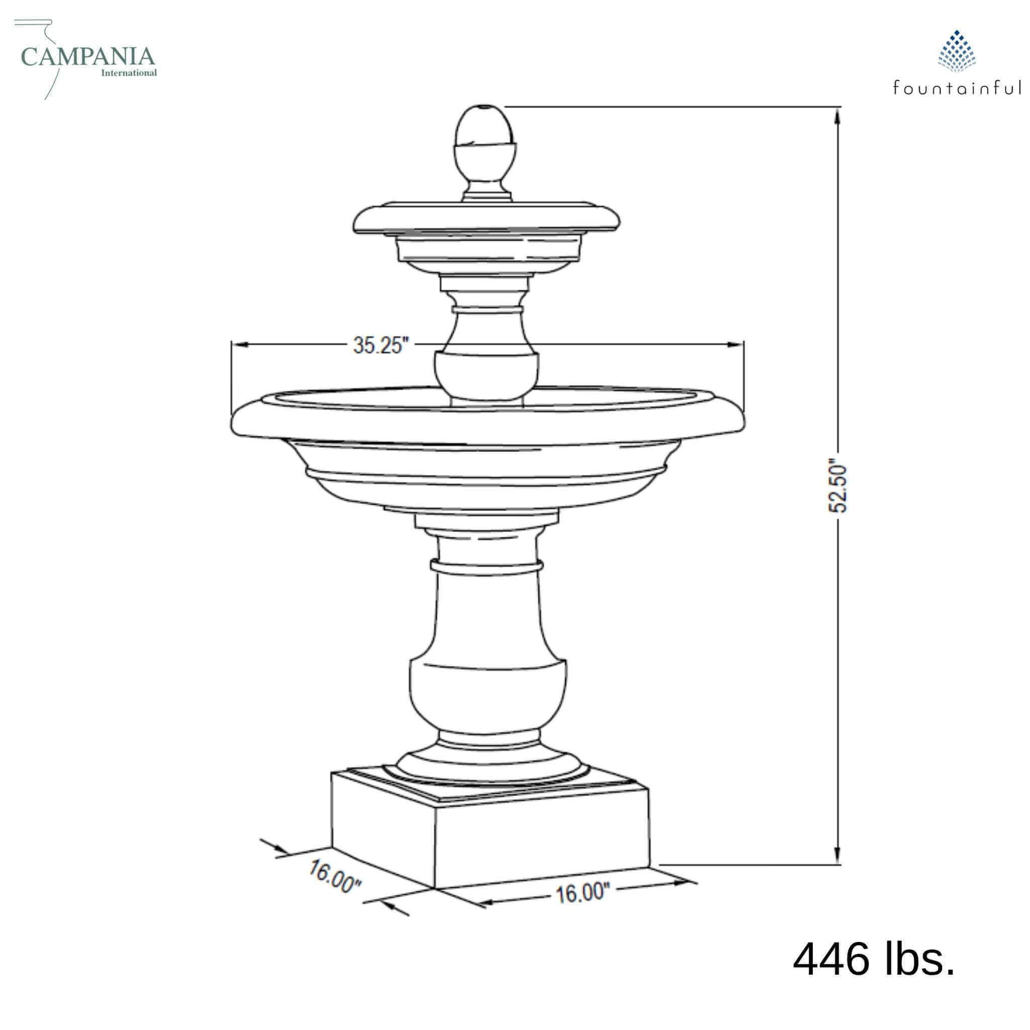 Caterina 2-Tier Concrete Fountain - Campania #FT192