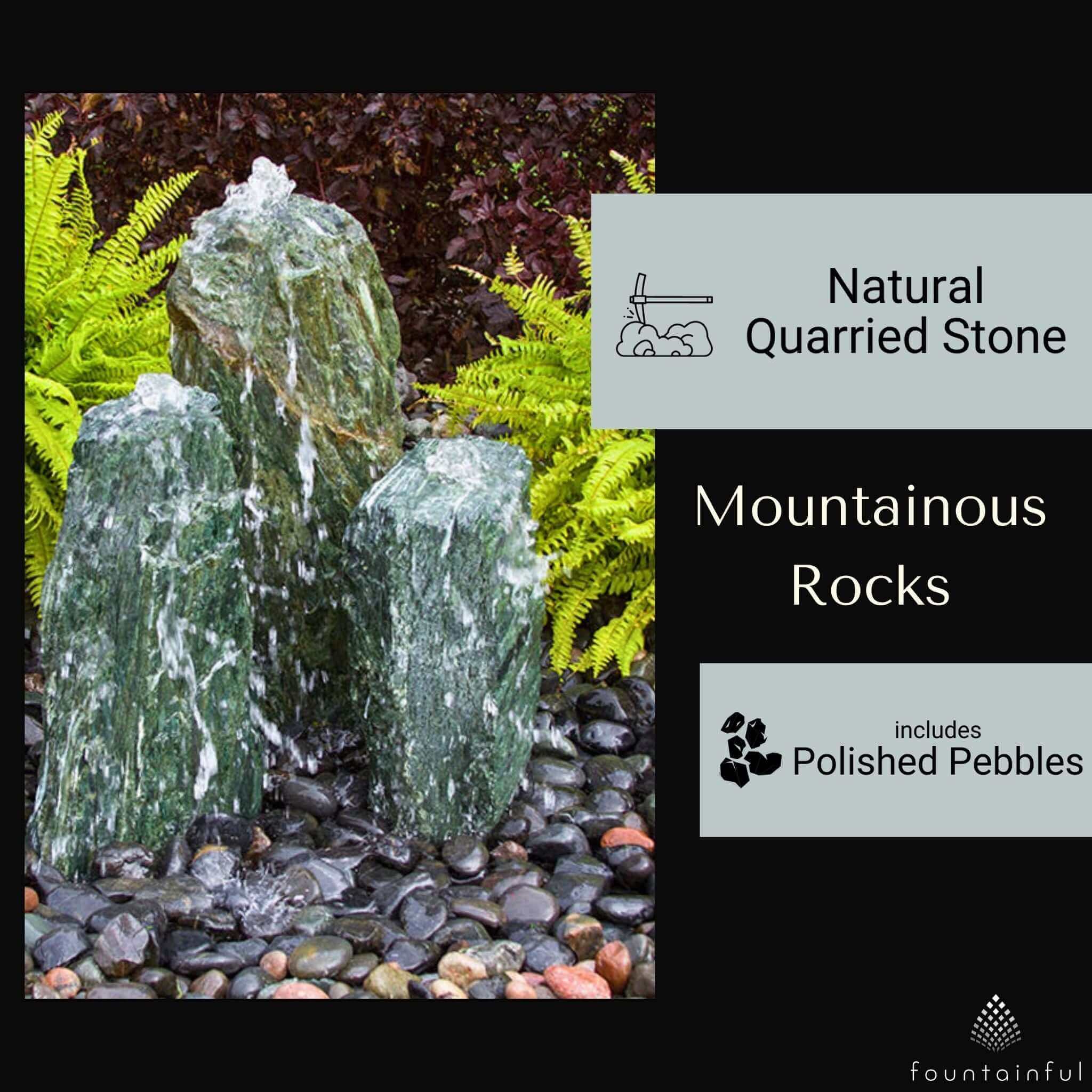 Chiseled "Sea Green" 3-Column Stone Fountain - Complete Kit - Blue Thumb