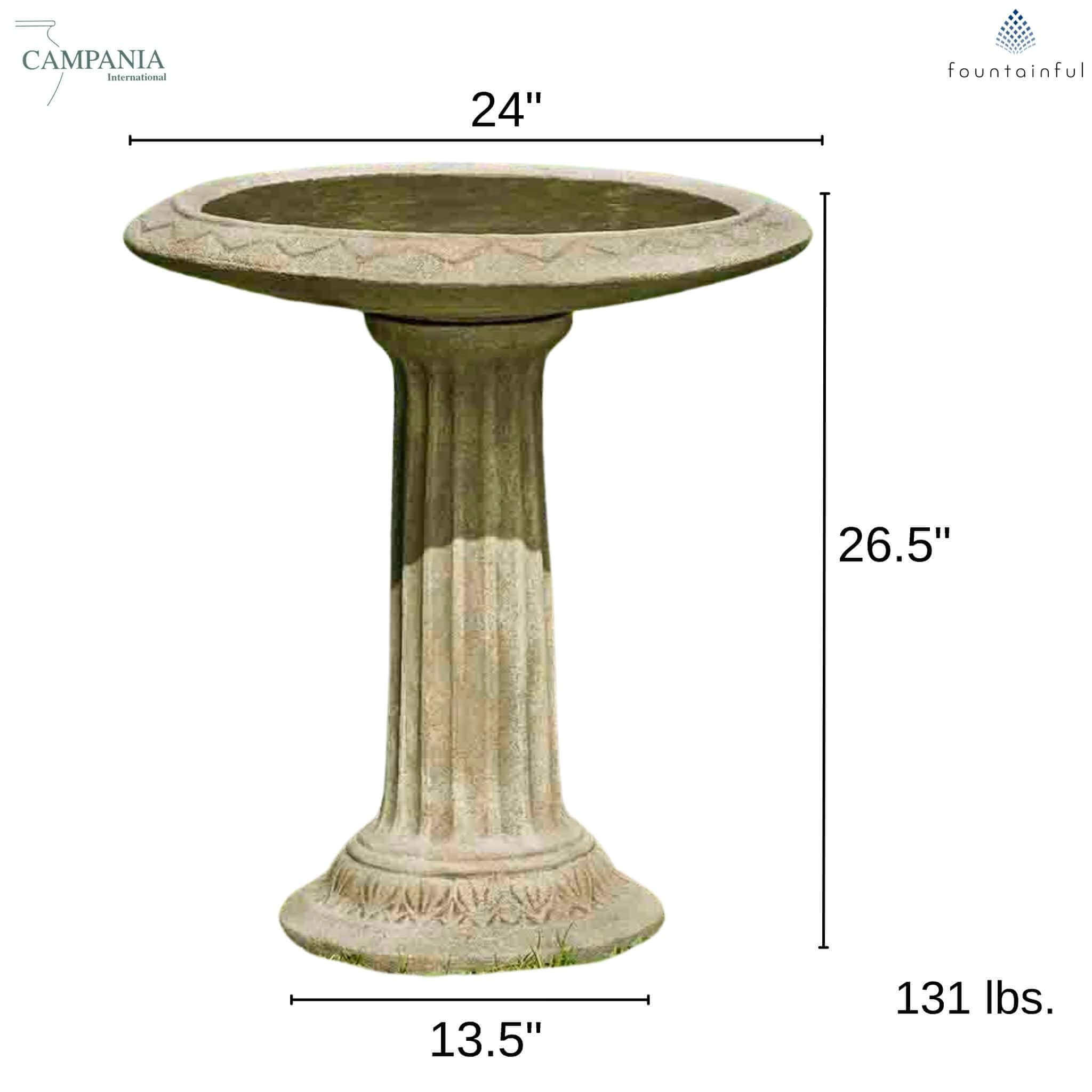 Cottage Garden Concrete Bird Bath - Campania #B135