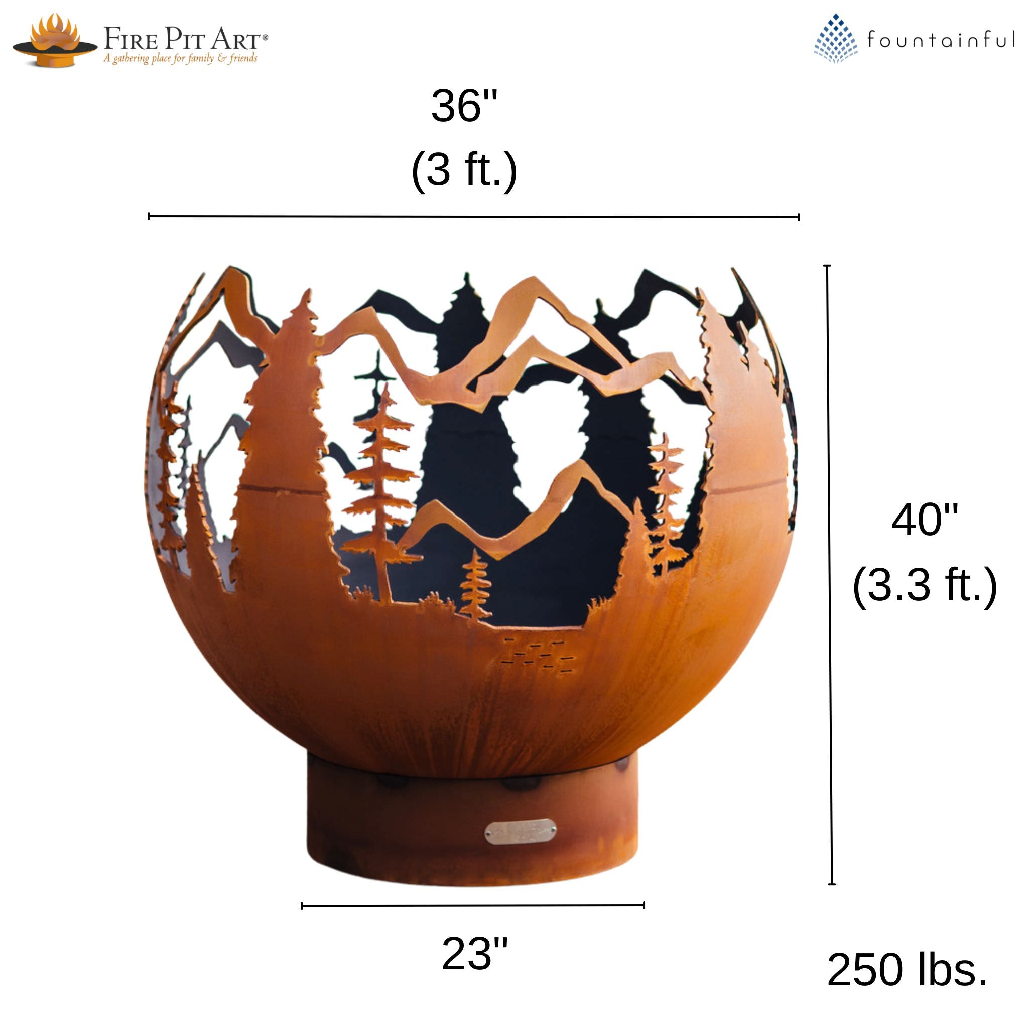 Mountain Vista Wood Burning Fire Pit in Steel - Fire Pit Art