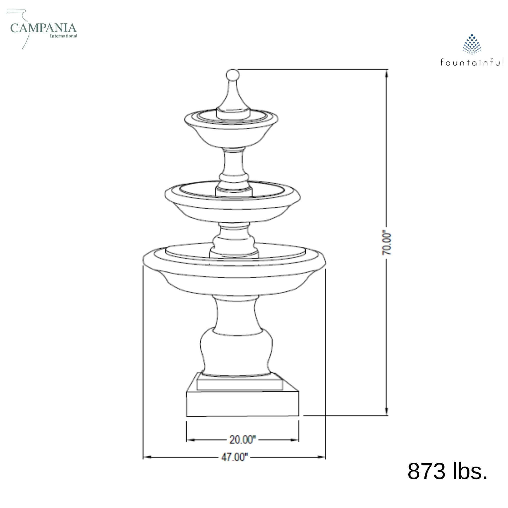 Vicobello 3-Tier Concrete Fountain - Campania #FT114