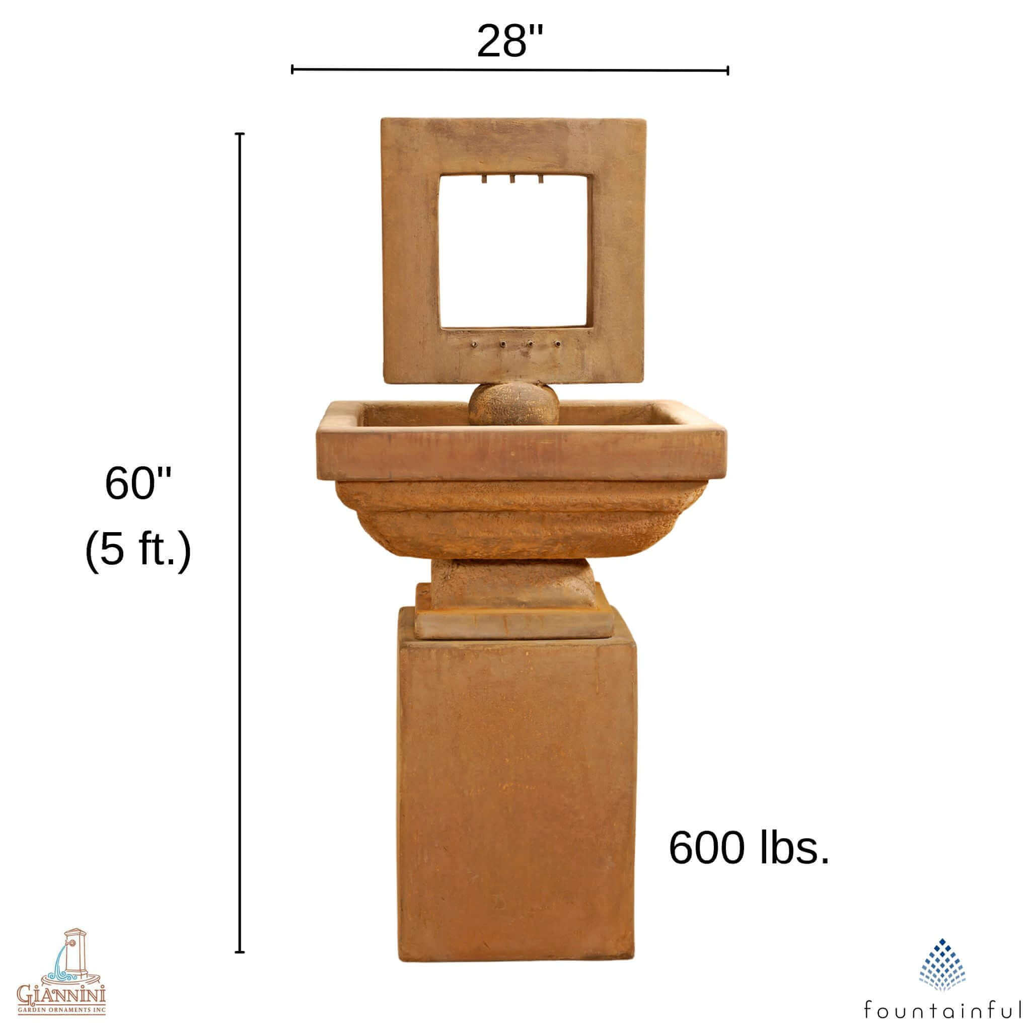 Contempo Square Concrete Fountain - Giannini #1628
