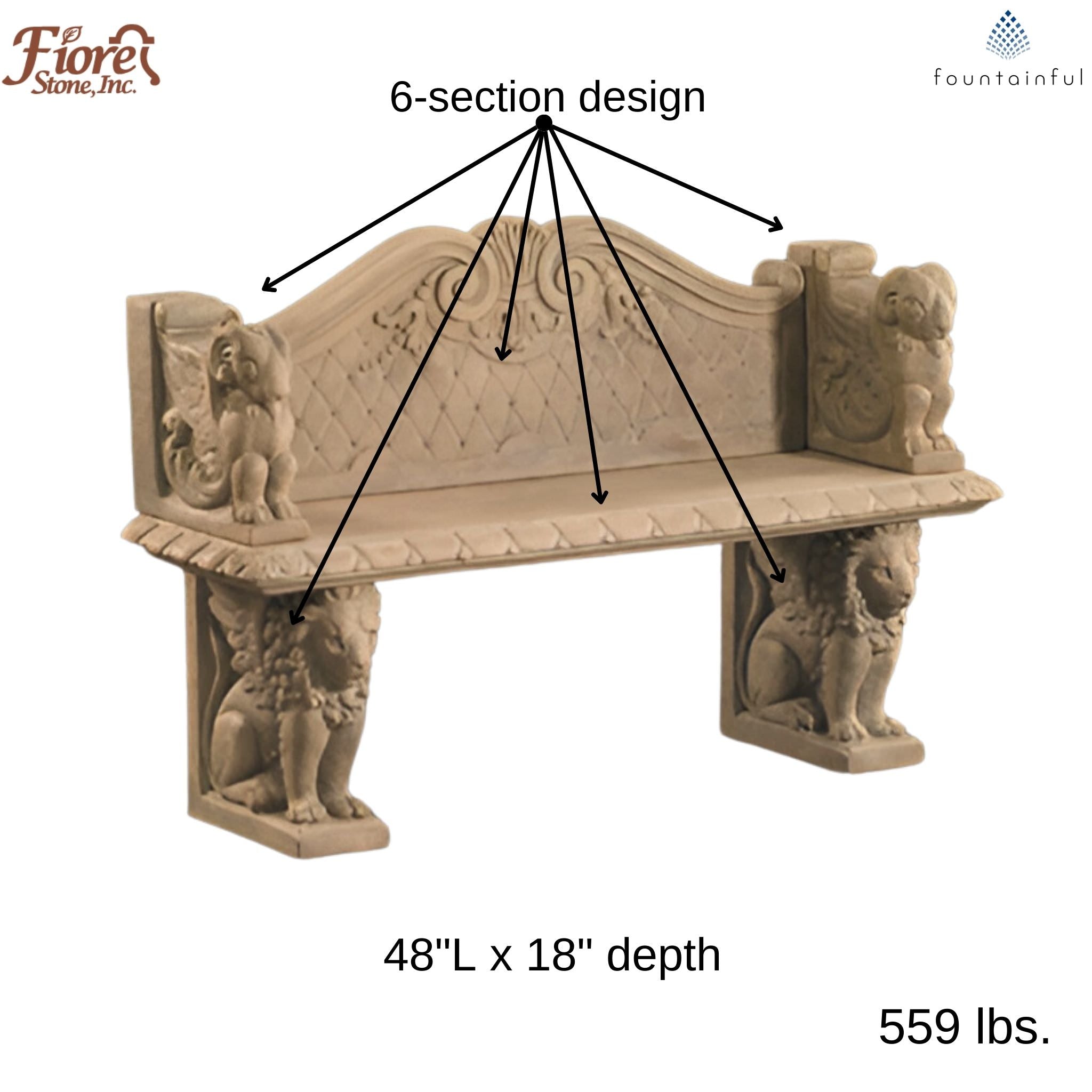 Venetian Straight Concrete Garden Bench - Fiore #612